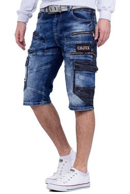 Cipo & Baxx Jeansshorts Herren Shorts BA-CK234 (1-tlg) Cargo Style mit Zippern