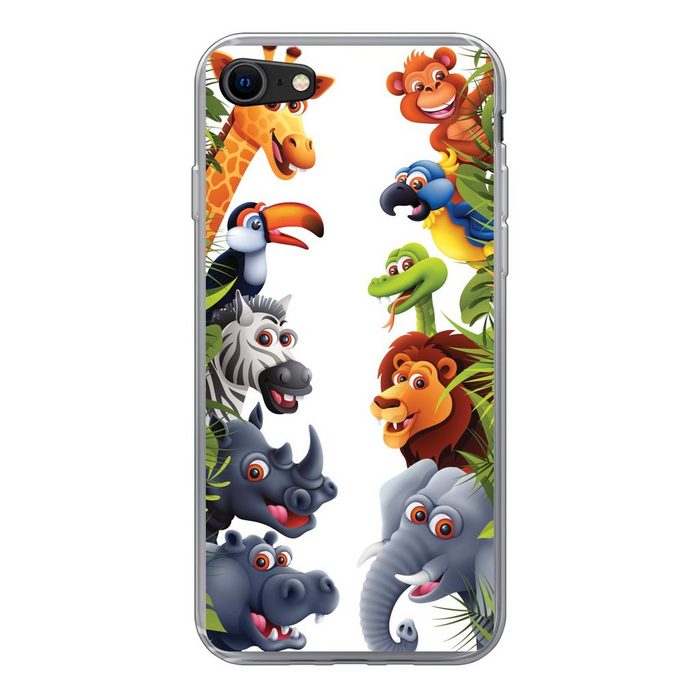 MuchoWow Handyhülle Dschungel - Tiere - Jungen - Mädchen - Giraffe - Elefant - Kinder Handyhülle Apple iPhone SE (2022) Handy Case Silikon Bumper Case