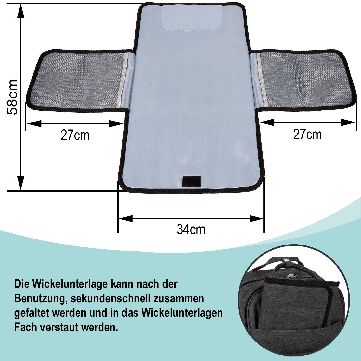 Mach1 Wickelrucksack Wickelrucksack Baby Wickeltasche, gepolstert, Windelbeutel, Rucksack – Bild 5 von 5