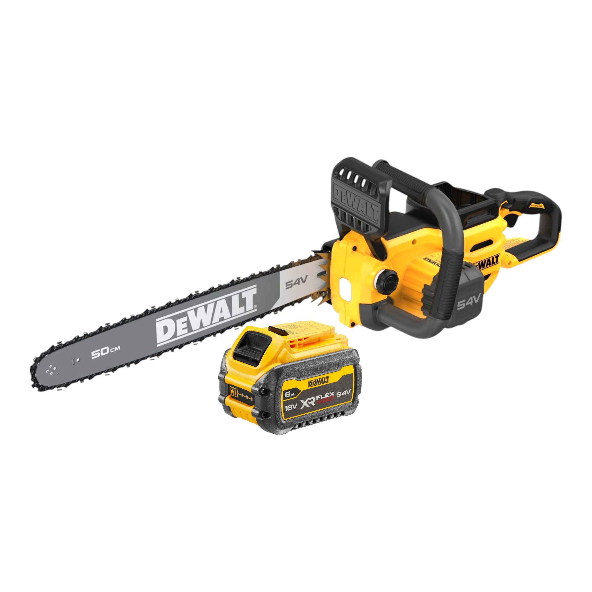 DeWalt Benzin-Kettensäge DCMCS 575 N 54 V FlexVolt 50 cm Brushless + 1x Akku 6,0 Ah - ohne Lade
