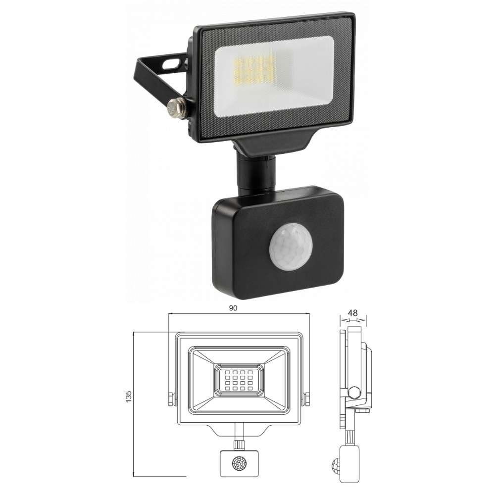 G-TECH Außen-Wandleuchte LED Fluter Strahler Flutlicht Außenbereich IP65 10-200w mit oder ohne, Kaltweiß, 10w, 1000 Lumen, Kaltweiß 6000K, 135x90x48mm, mit Bewegunssensor