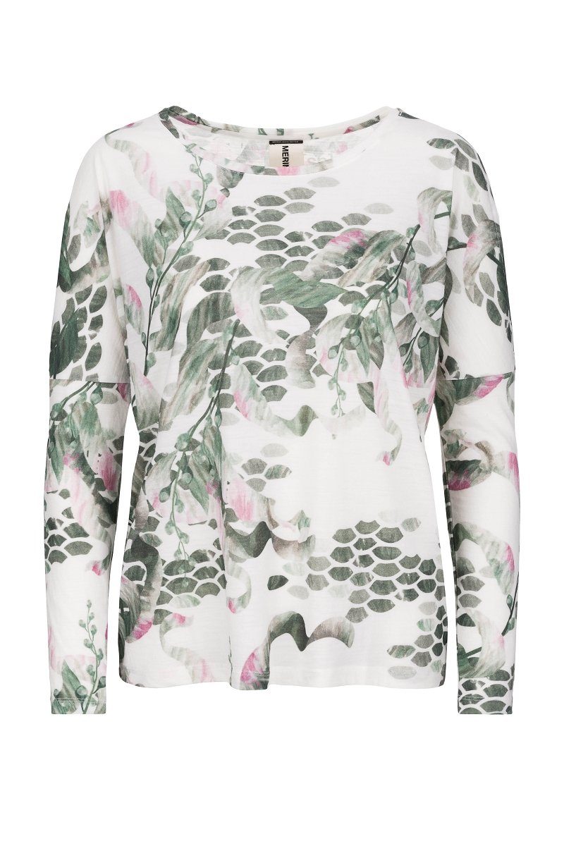 SUPER.NATURAL Langarmshirt Merino Longsleeve W JONSER LS PRINTED formstabil günstig online kaufen