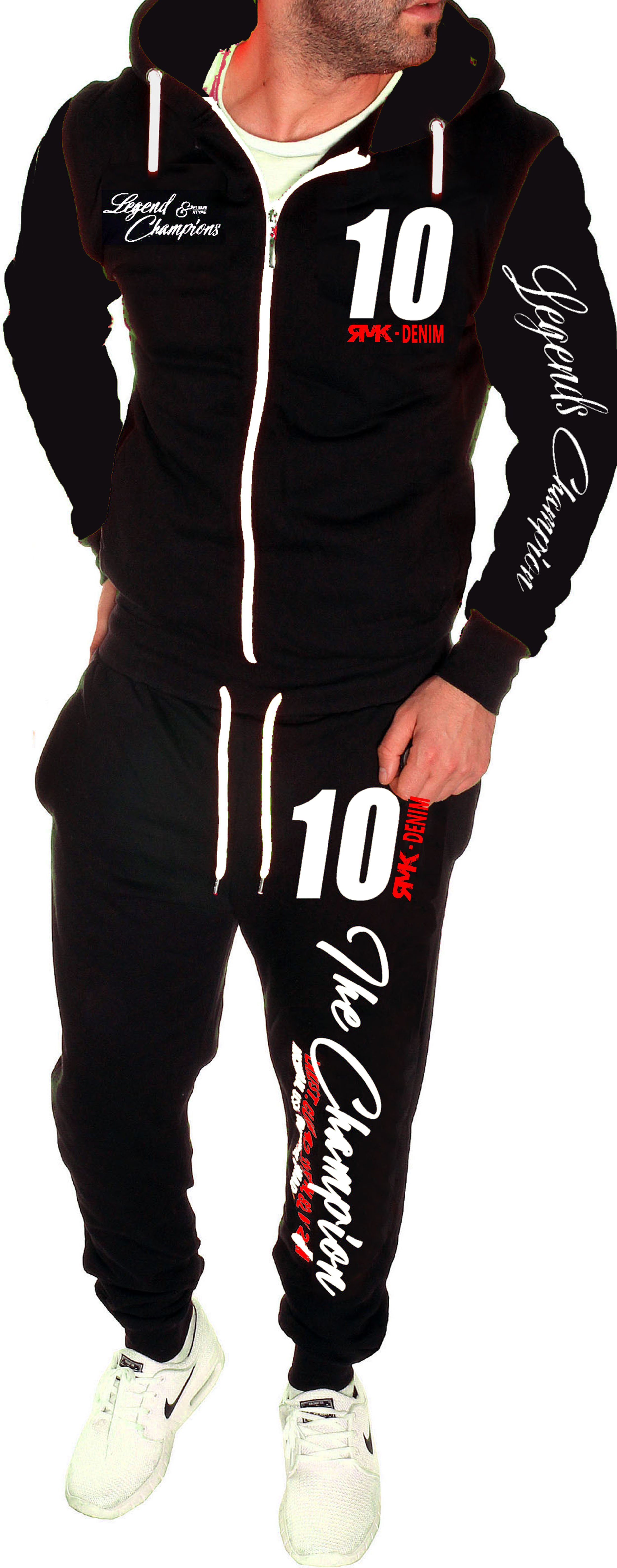 RMK Jogginganzug Herren Trainingsanzug Sportanzug Fitness Jogger Fußball, bestehend aus Hose und Jacke, mit Kapuze