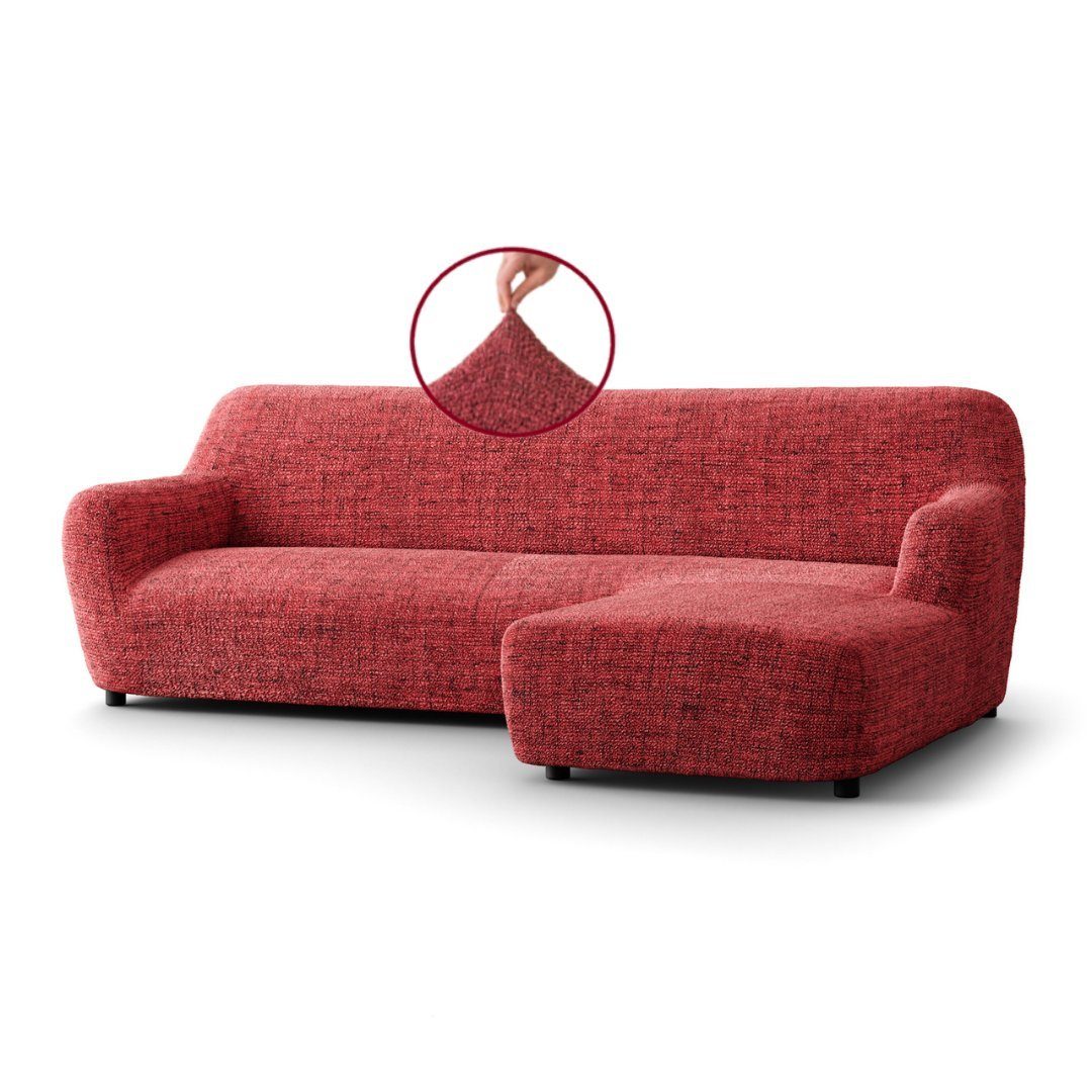 Sofahusse 1-teiliger Sofabezug für L-Form mit mane, italienische Handarbeit, Paulato by GA.I.CO, blickdichter, langlebiger 2-farbiger Mikrofaserstoff bordeaux | Sofahussen