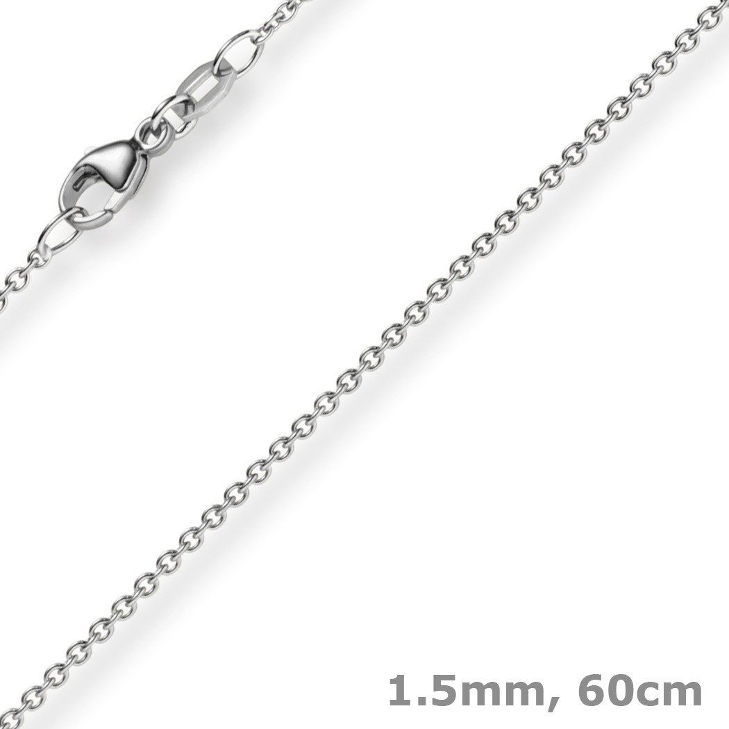 Goldkette 1,5mm Rund-Ankerkette aus 585 Weißgold, 60cm