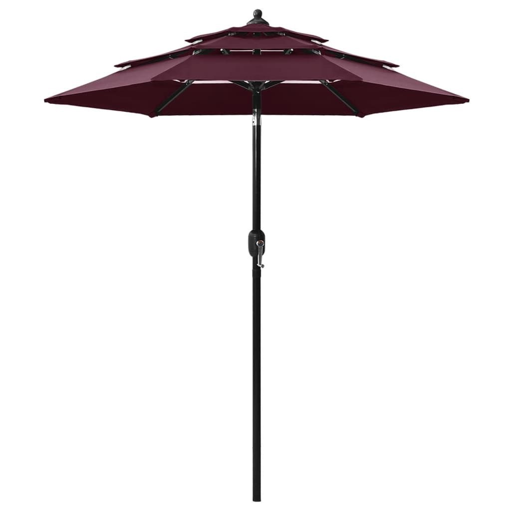Sonnenschirm Sonnenschirm mit Aluminium-Mast 3-lagig Bordeauxrot 2 m