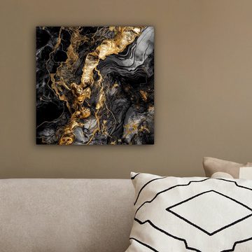 OneMillionCanvasses® Leinwandbild Marmor - Schwarz - Gold - Abstrakt, (1 St), Leinwand Bilder für Wohnzimmer Schlafzimmer, 20x20 cm