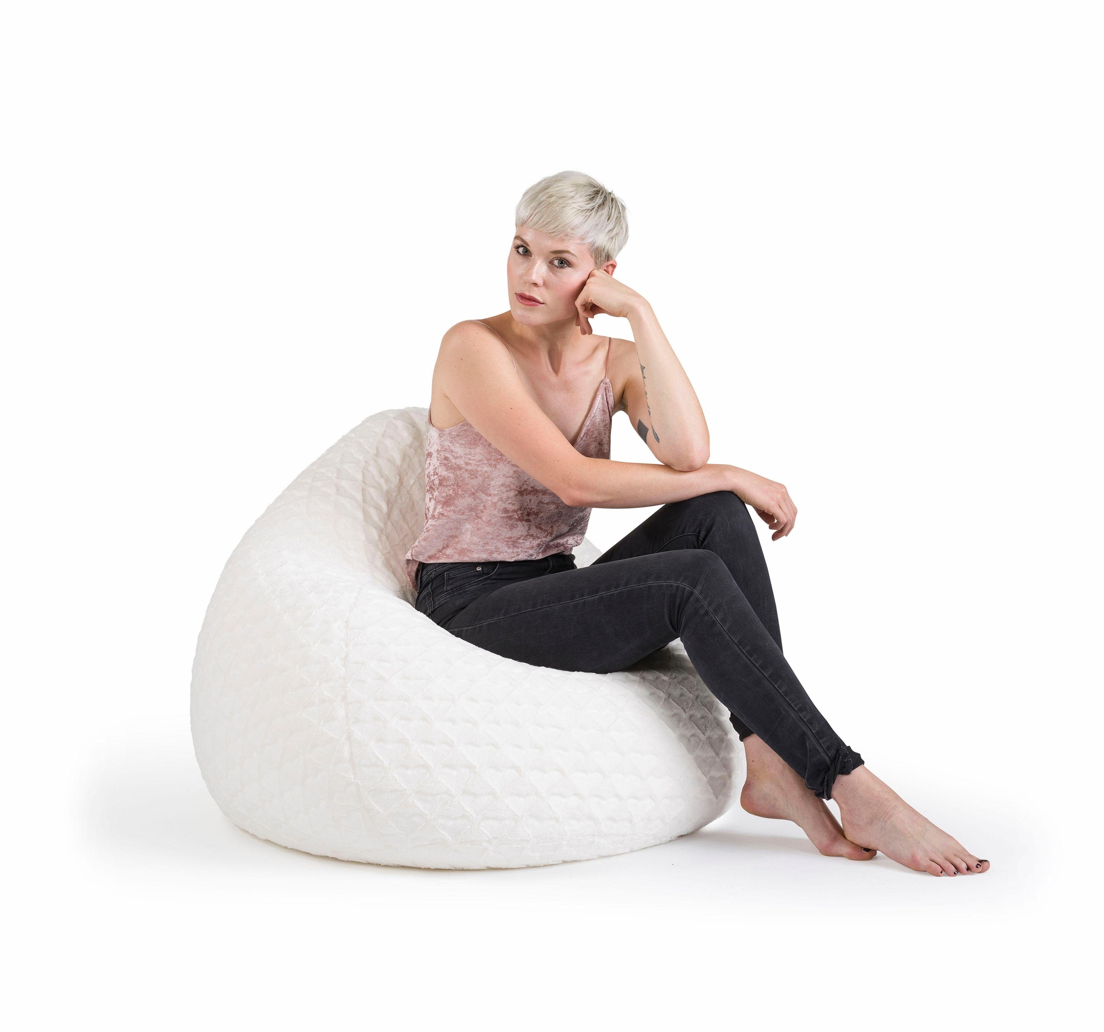 Sitting Point Sitzsack BeanBag Fluffy 220 l Rose Herz-Muster günstig online kaufen