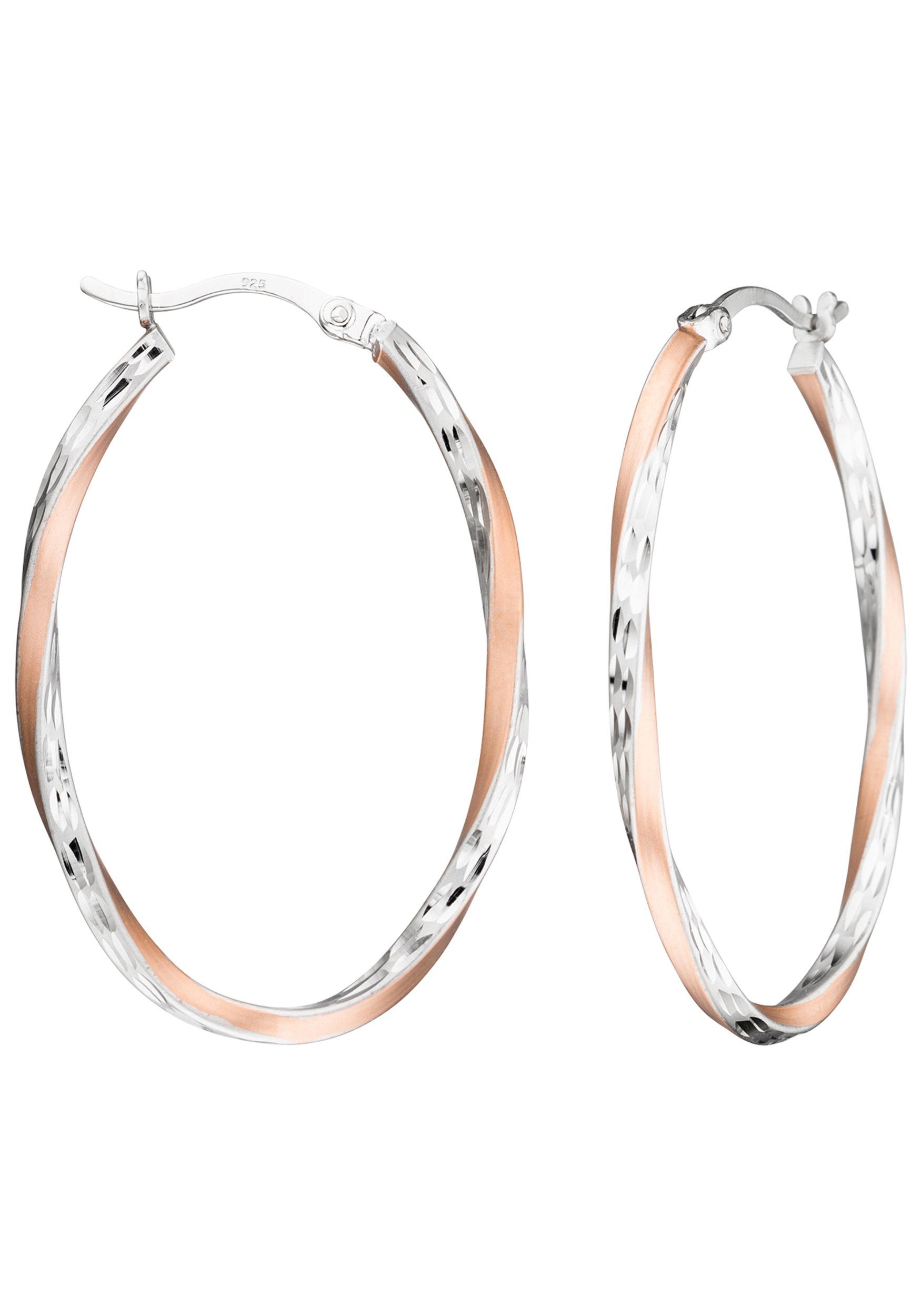 JOBO Paar Creolen oval, 925 Silber bicolor vergoldet günstig online kaufen