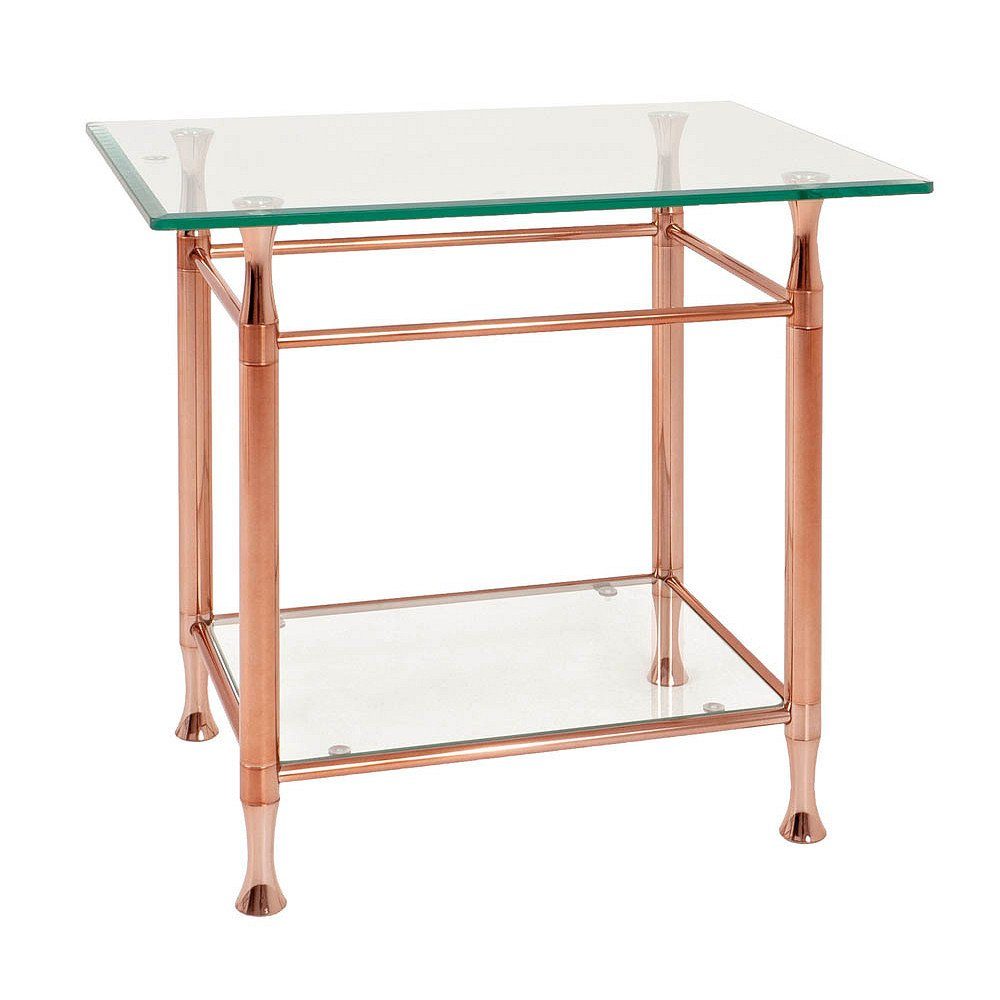 HAKU Beistelltisch Beistelltisch kupfer-Sofatisch Sicherheitsglas-B 58 x H 52 x T 43 cm (1 Stück), Beistelltisch aus Metall