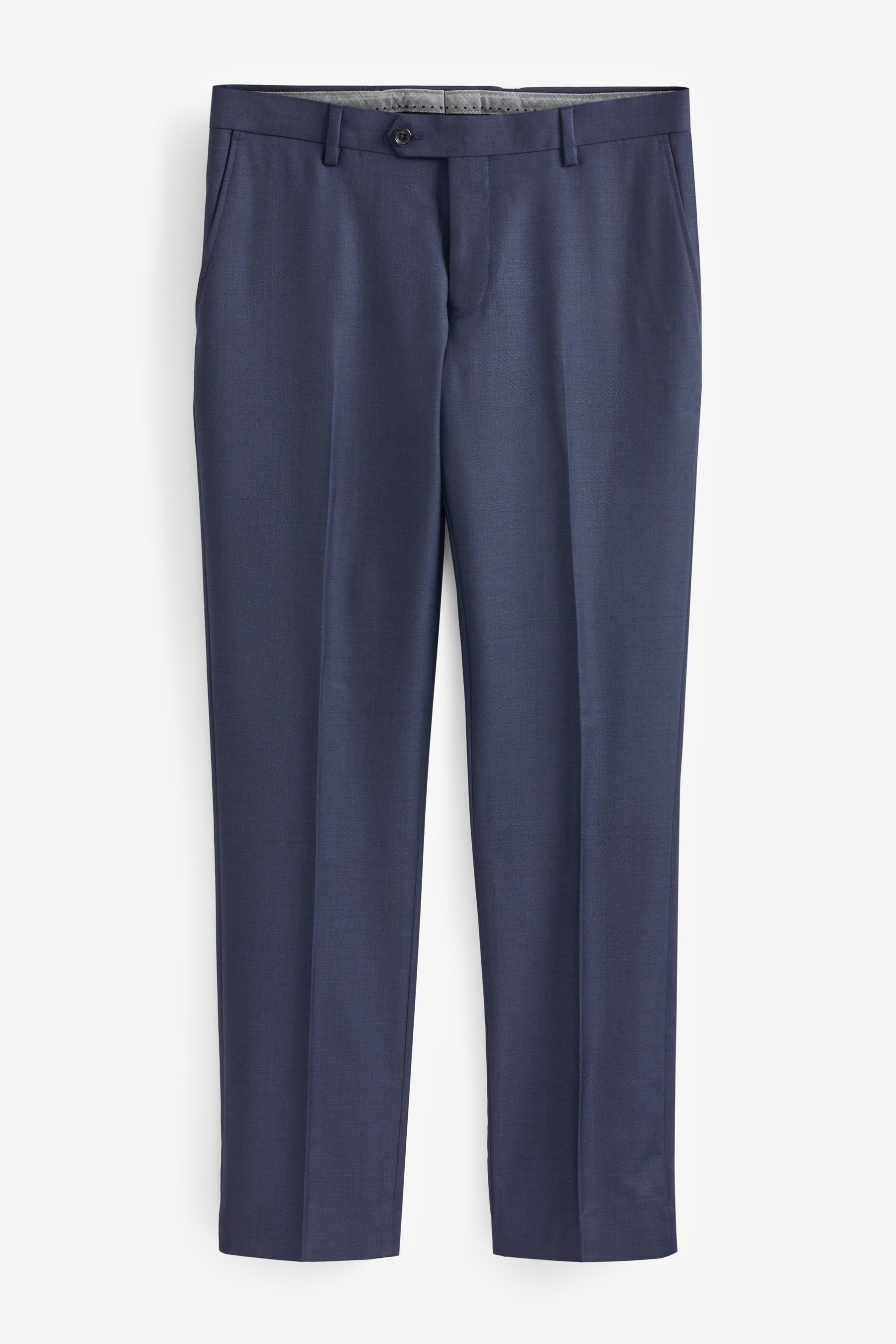 Blue Wolle-Slim-Fit Sharkskin-Anzughose aus Next (1-tlg) Anzughose Navy