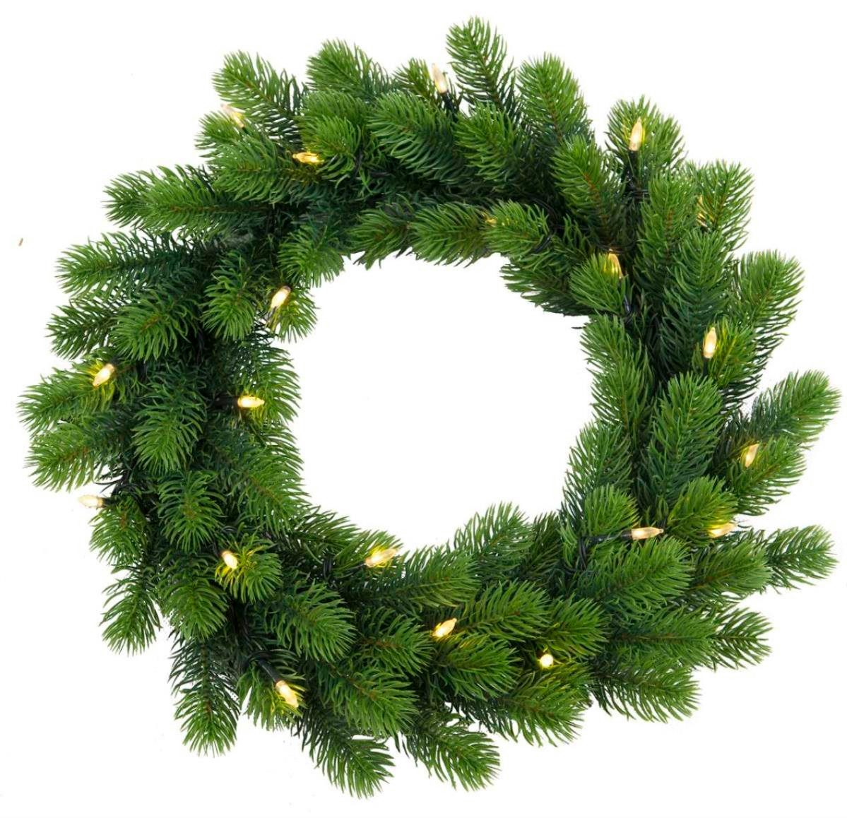 STAR TRADING Dekokranz LED Tannenkranz Türkranz beleuchtet Weihnachtskranz für Außen D: 50cm