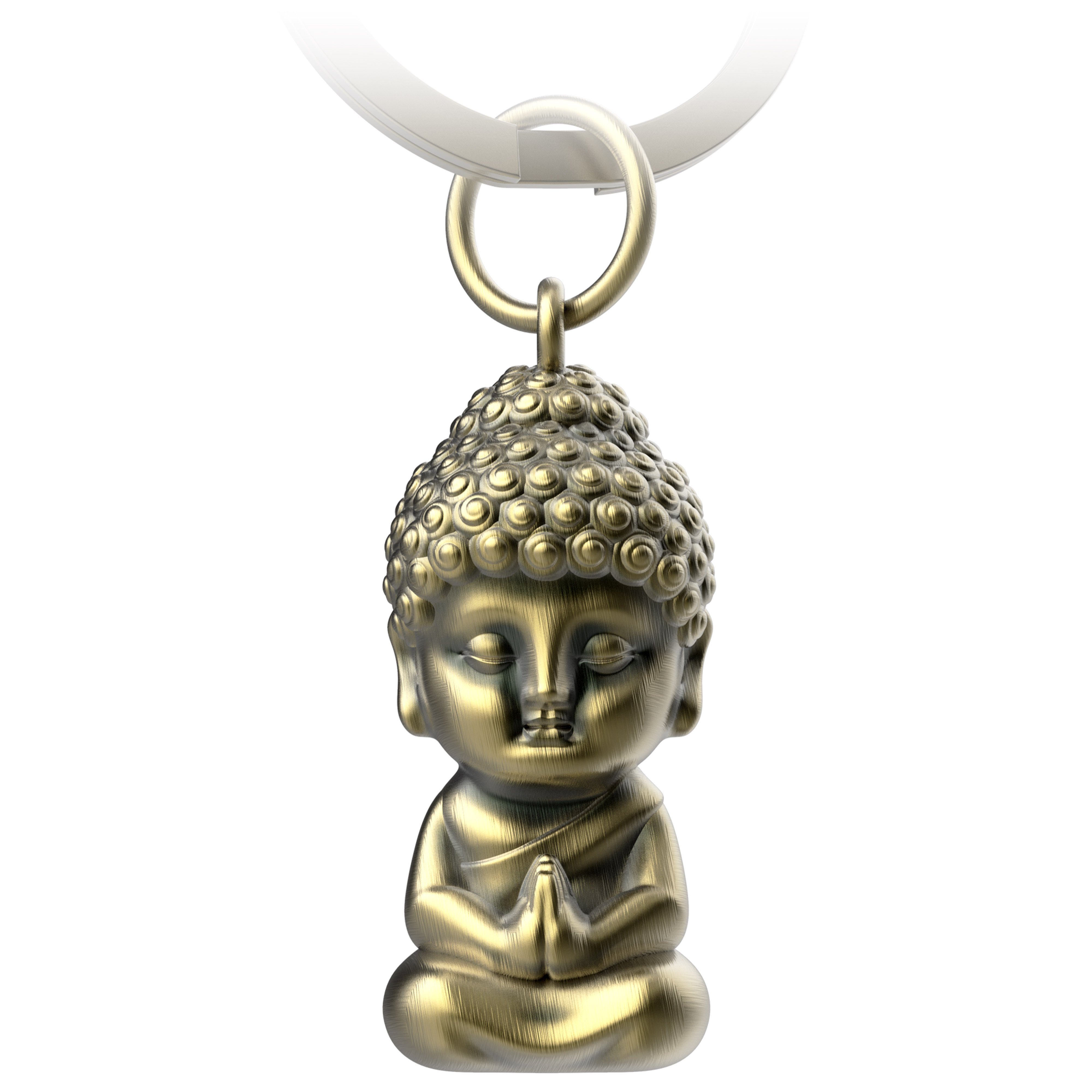 FABACH Schlüsselanhänger Buddha aus Metall - Karma Anhänger - Mini-Buddha Glücksbringer Antique Bronze | Schlüsselanhänger