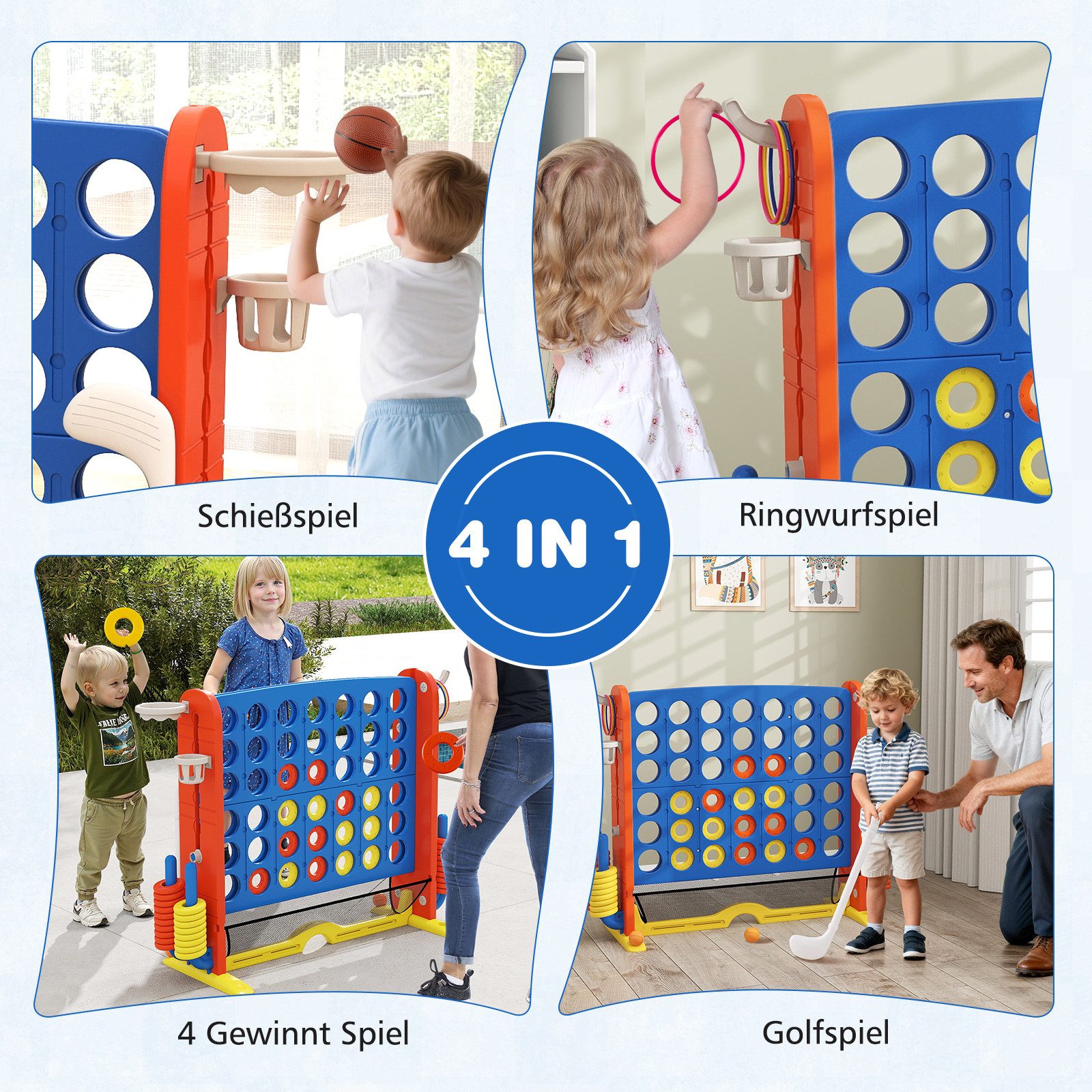 COSTWAY Spiel, 4 in Einer Reihe Strategiespiel, höhenverstellbar