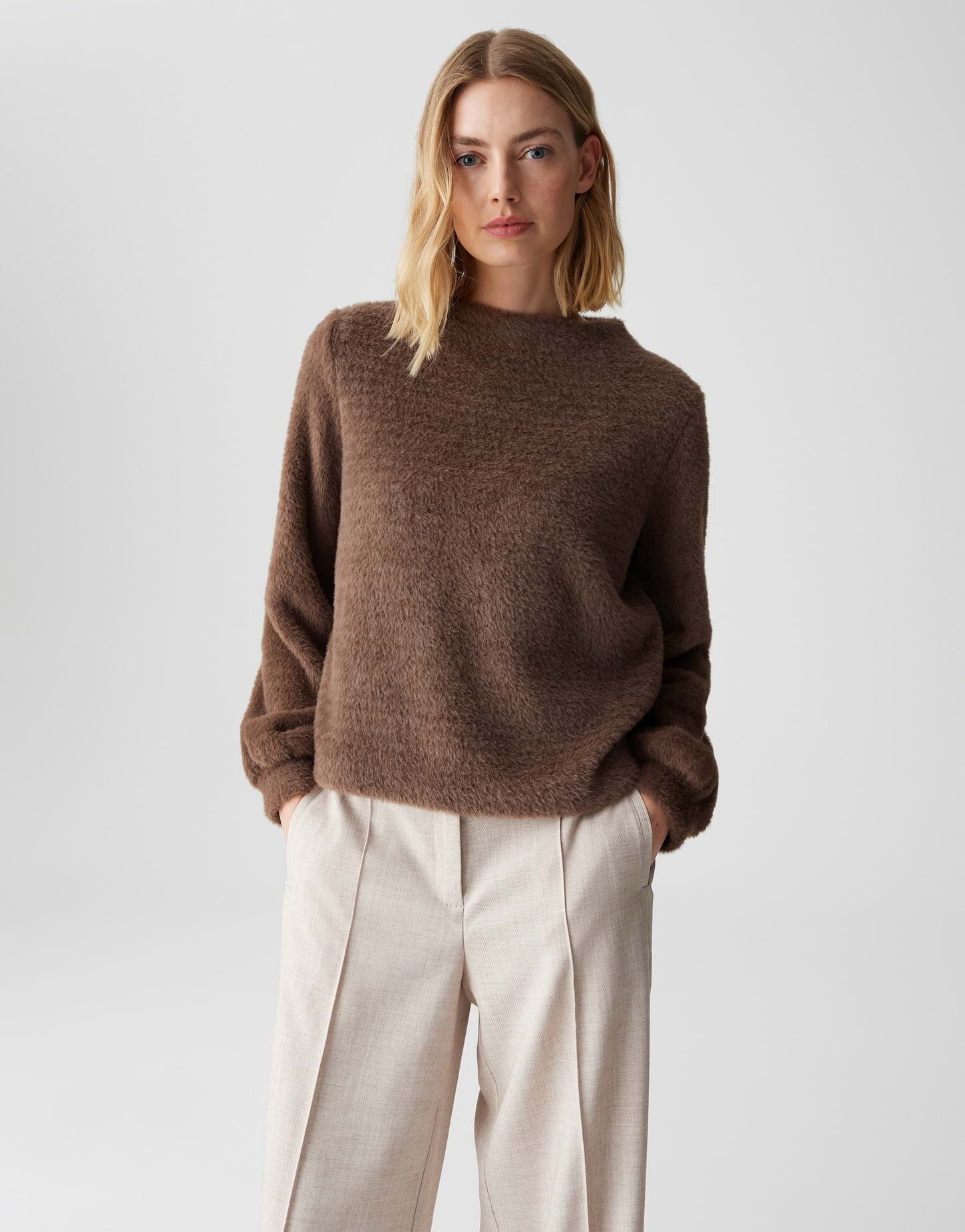 OPUS Sweatshirt GUFEMI aus flauschigem Effektgarn lockere Passform, flausch günstig online kaufen