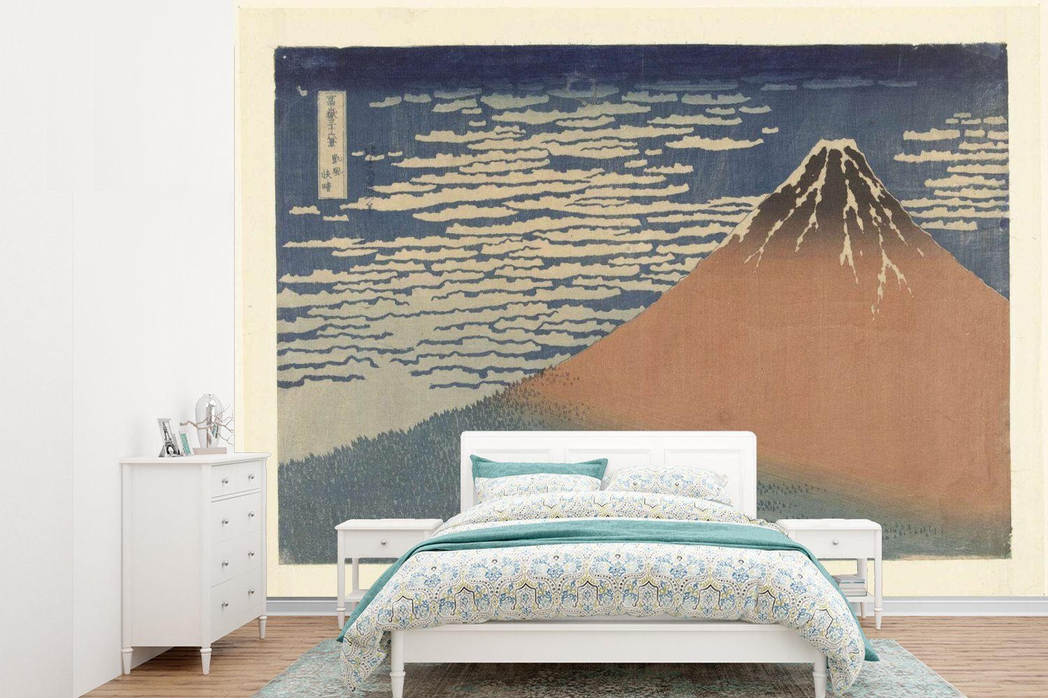MuchoWow Fototapete Klares Wetter und ein Südwind - Gemälde von Katsushika Hokusai, Matt, bedruckt, (6 St), Montagefertig Vinyl Tapete für Wohnzimmer, Wandtapete