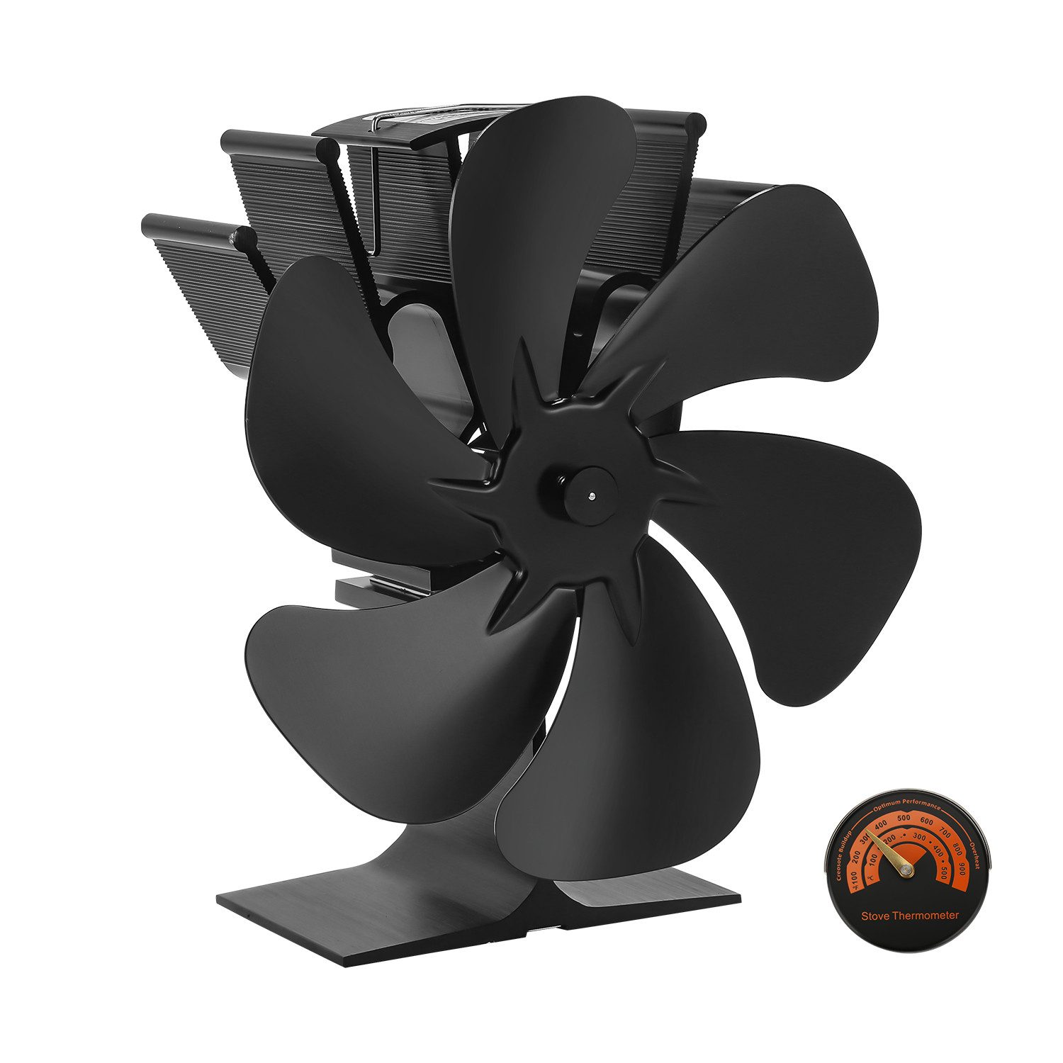 Clanmacy Kaminventilator Kaminventilator Ofenventilator 6 Blatt Kaminofen ohne Fan Stromloser