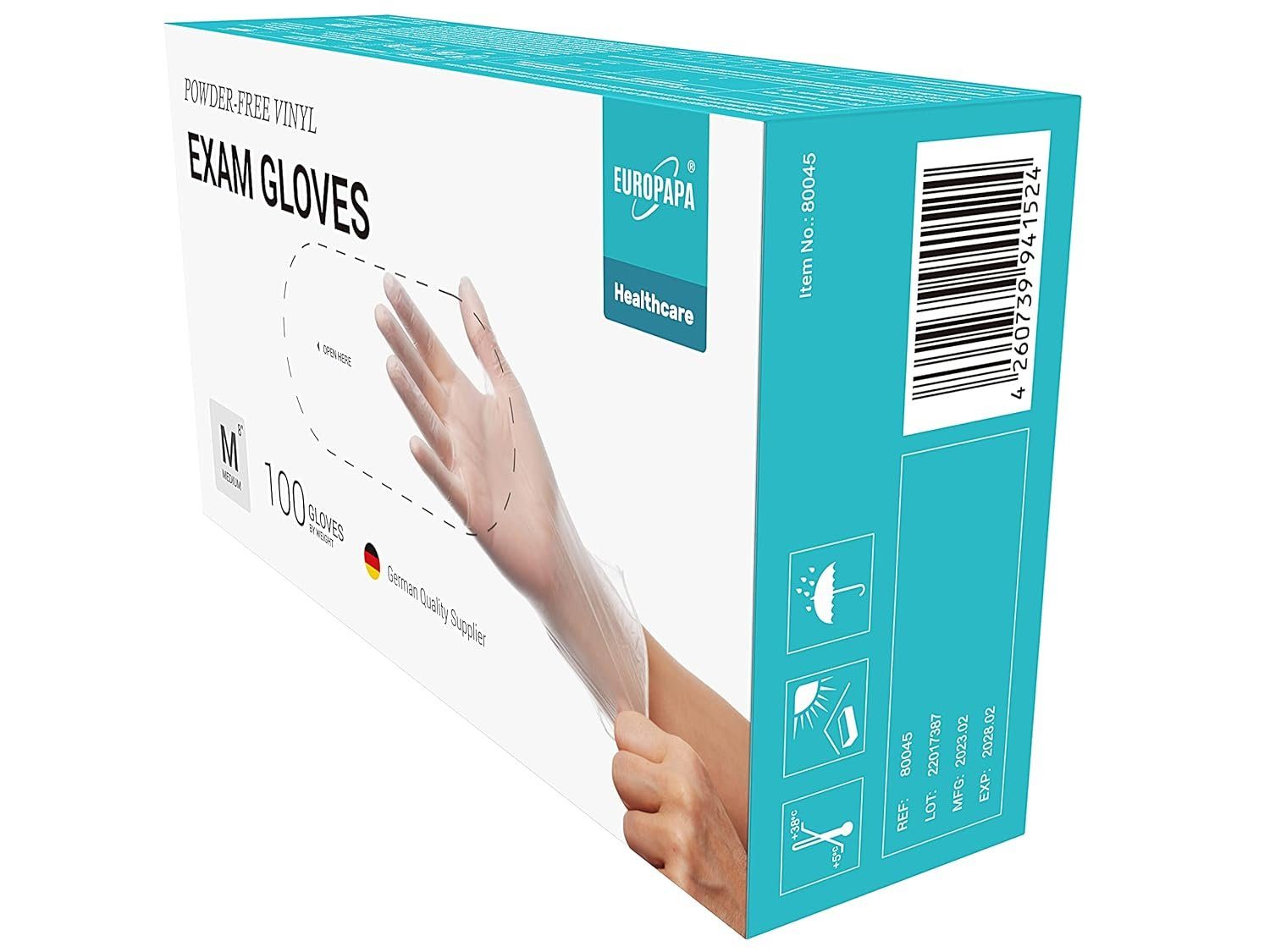 EUROPAPA Einweghandschuhe 100x Vinylhandschuhe Einweghandschuhe (Untersuchu günstig online kaufen