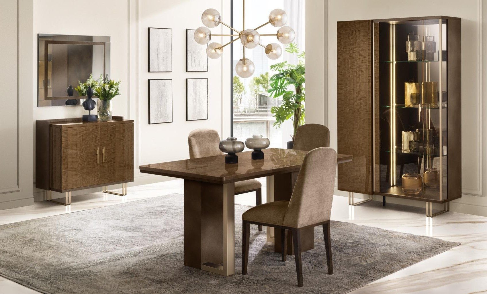 Xlmoebel Wandspiegel Stilvoller Wandspiegel aus Glas mit braunem Innenrand und, Made in Europa