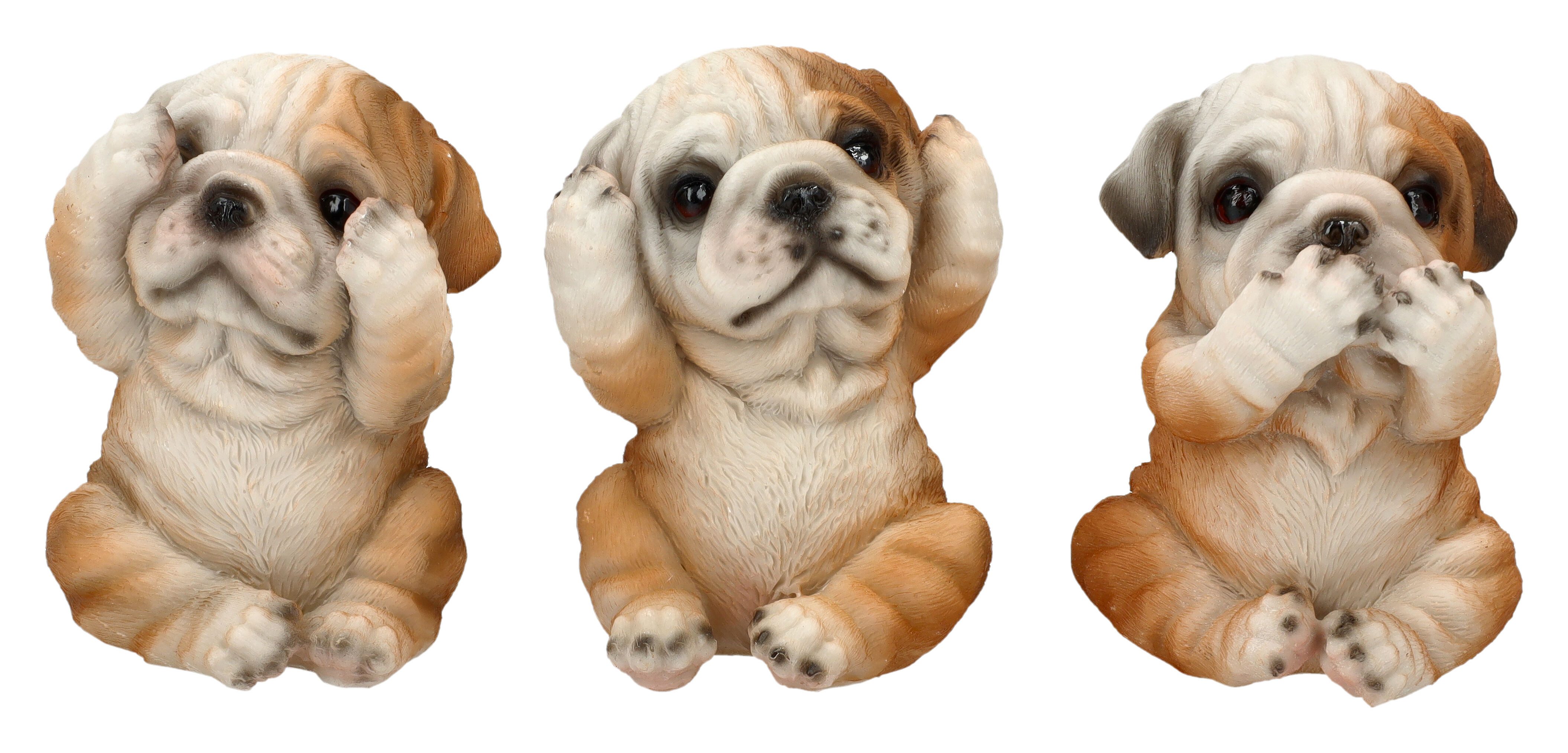 Figuren Shop GmbH Tierfigur Bulldoggen Фигурки – 3er Set Hunde Deko Statue – Lustige Фигурки животных