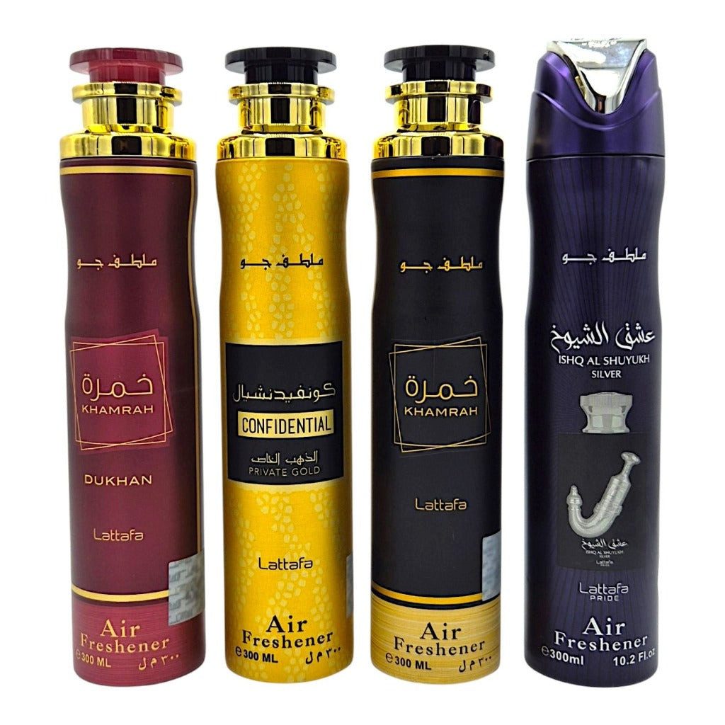 Lattafa Raumduft Raumspray Air Freshener – Khamrah, Khamrah Dukhan, Confidential Gold