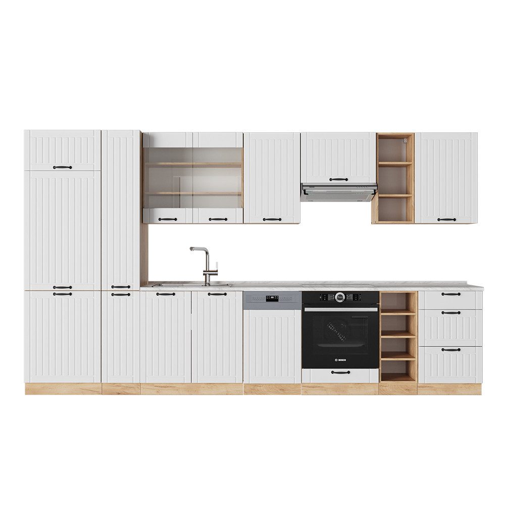 Vicco Küchenzeile Fame-Line, Weiß Landhaus/Goldkraft Eiche, günstig online kaufen