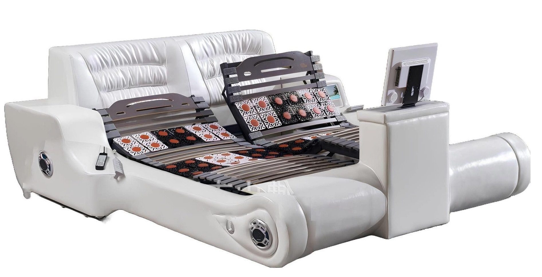 JVmoebel Multimediabett Multifunktionales Bett in Weiß mit luxuriösem Design (3-tlg., Bett), Made in Europa