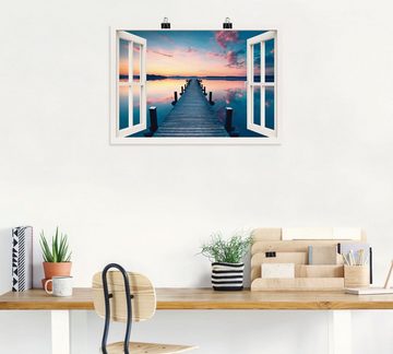 Artland Wandbild Pier im Sonnenaufgang, Fensterblick (1 St), als Leinwandbild, Poster in verschied. Größen