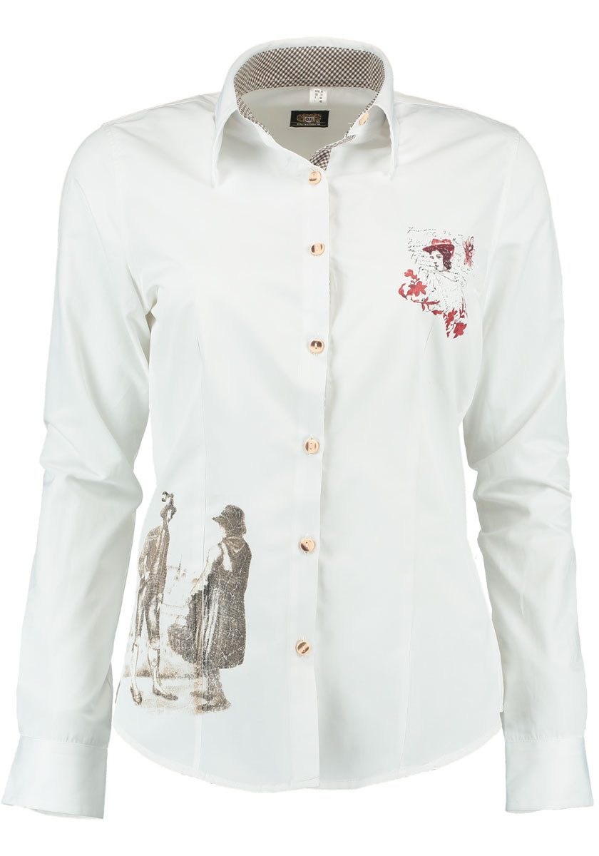 OS Trachten Trachtenbluse Trynlo Langarmbluse mit Motivdruck auf dem Vorder günstig online kaufen