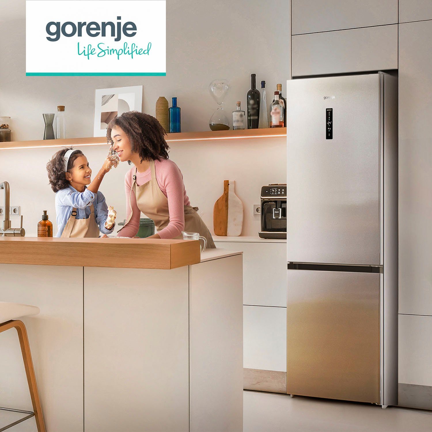 GORENJE Kühl-/Gefrierkombination NK89C0DXL, 200 edelstahlfarben cm cm 60 hoch, breit