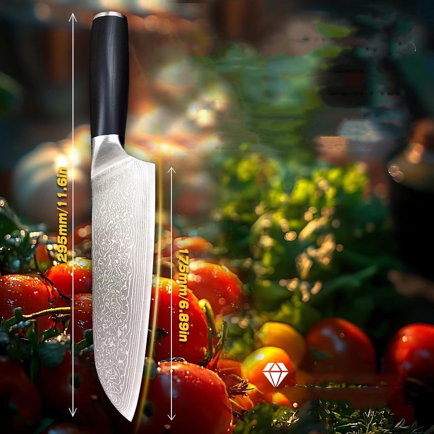 KingLux Damastmesser Santokumesser Damast Küchenmesser Für Fleisch, Gemüse Und Fisch