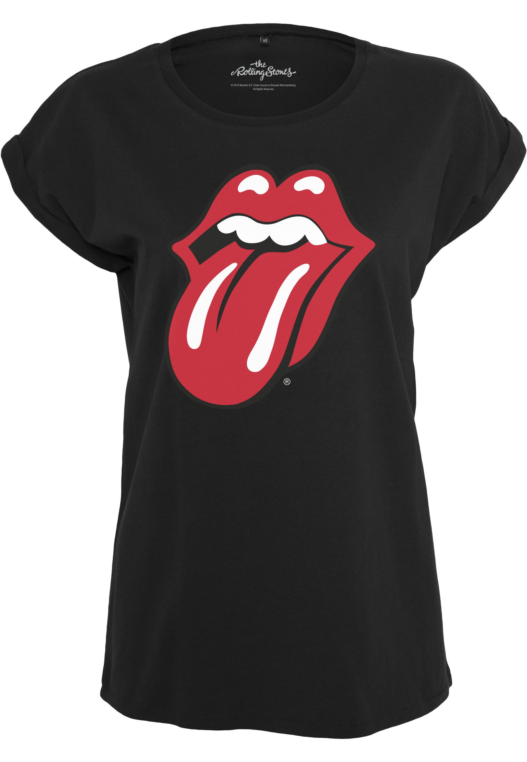 Kurzarmshirt Merchcode Damen Ladies Rolling Stones Tongue Tee