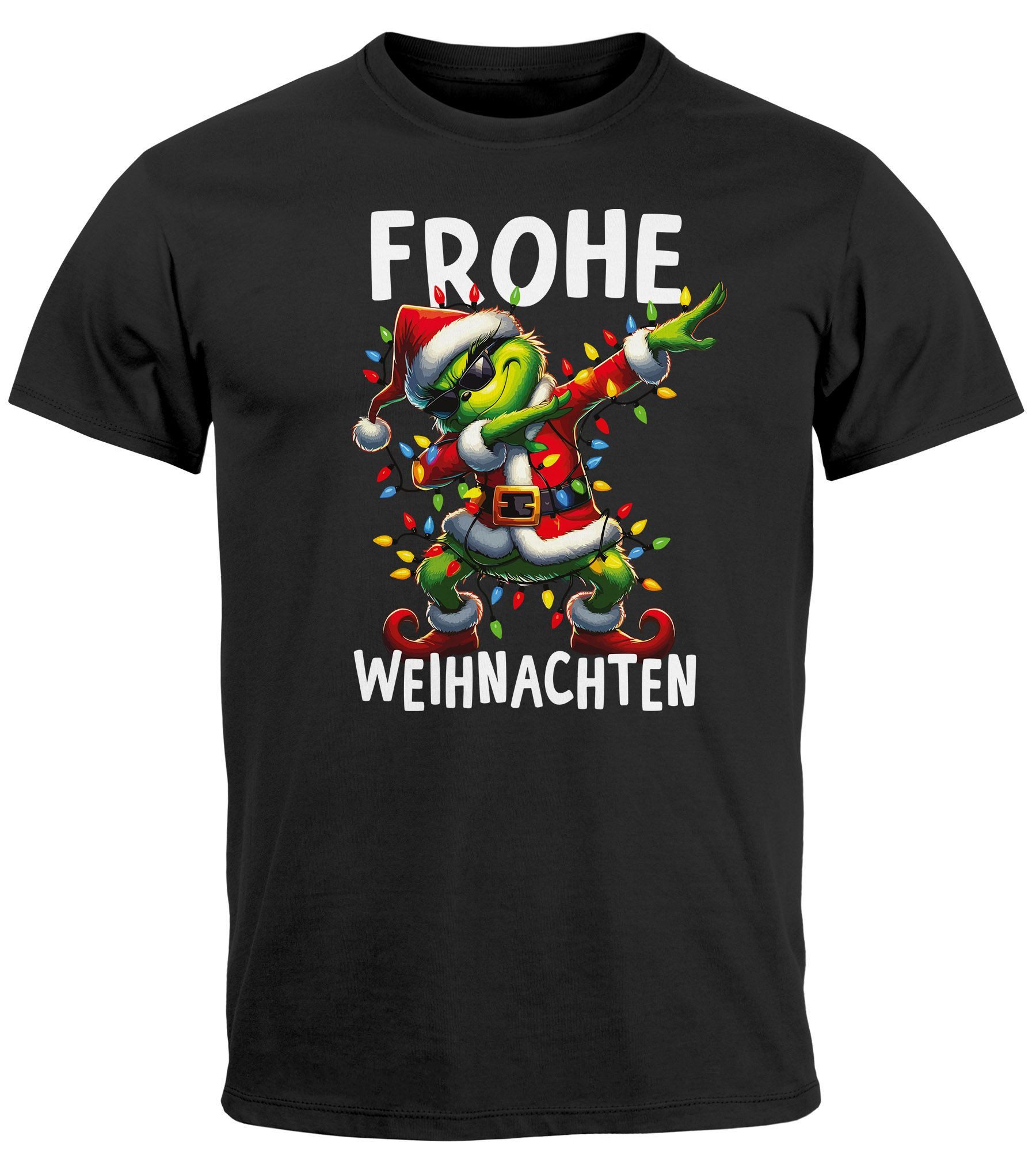 Print-Shirt Herren T-Shirt Frohe Weihnachten Aufdruck Grinch Dab Weihnachtsshirt
