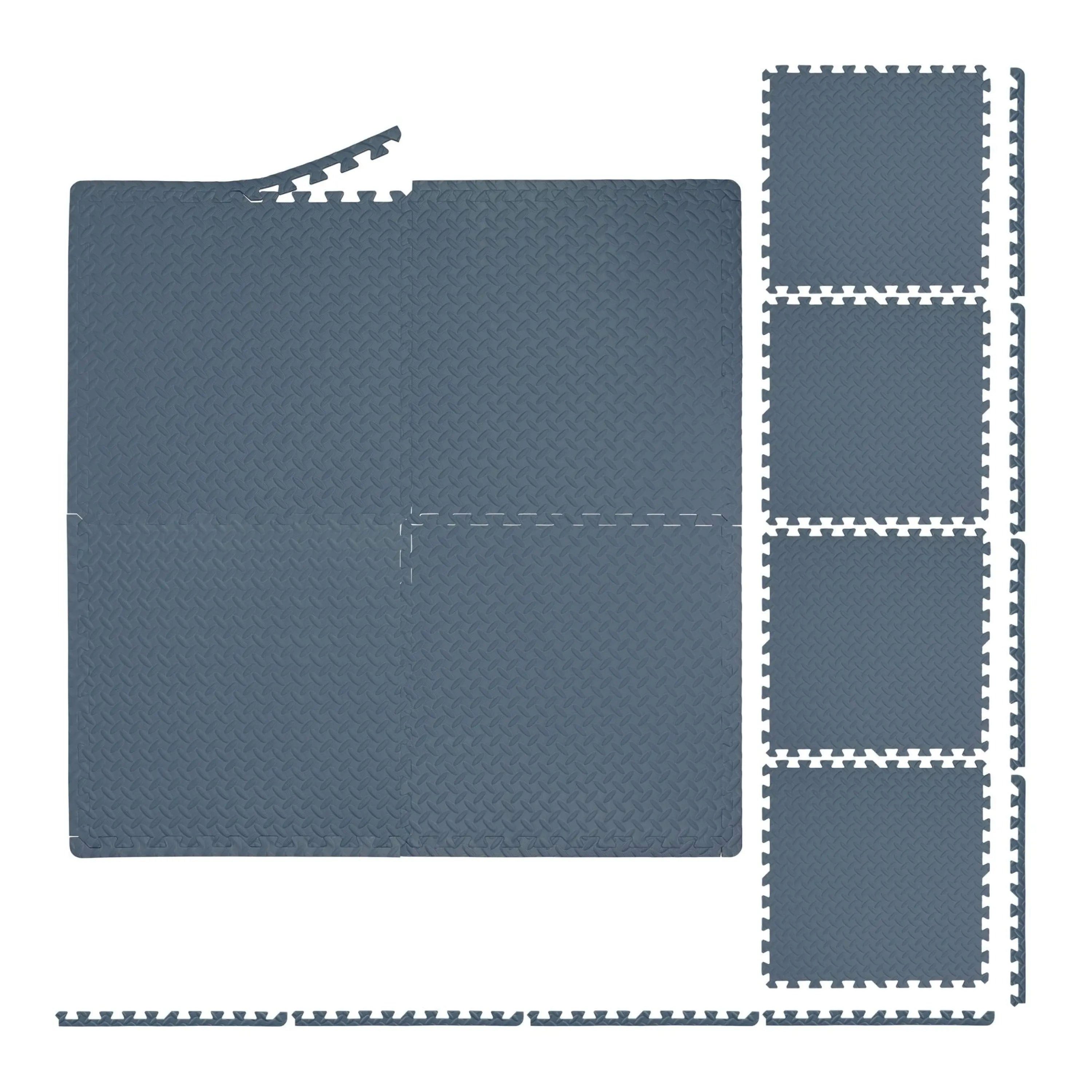 Sport-Knight® Bodenmatte Матыset 8-teilig Grau, EVA-Puzzlematte, Bodenschutzmatte, 60 x 60cm (8 Маты, 16 Randstücke)