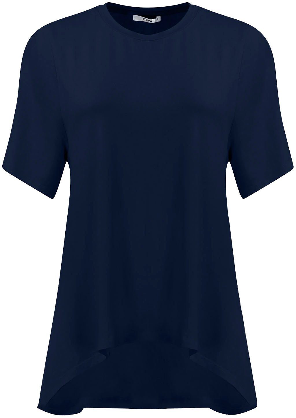 LTB Rundhalsshirt YATECE mit asymmetrischem navy Zipfelsaum