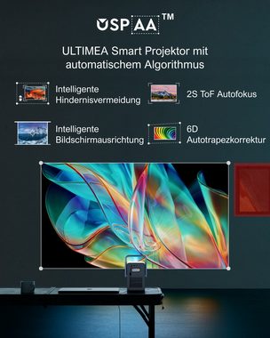Ultimea E40 Beamer Android TV 11.0 mit Netflix,Dolby Audio,Tiefe Bässe, LCD-Beamer (30000 lm, 2000:1, 1920 x 1080 px,Tragegriffdesign, Tragbar Projektor Native 1080P)