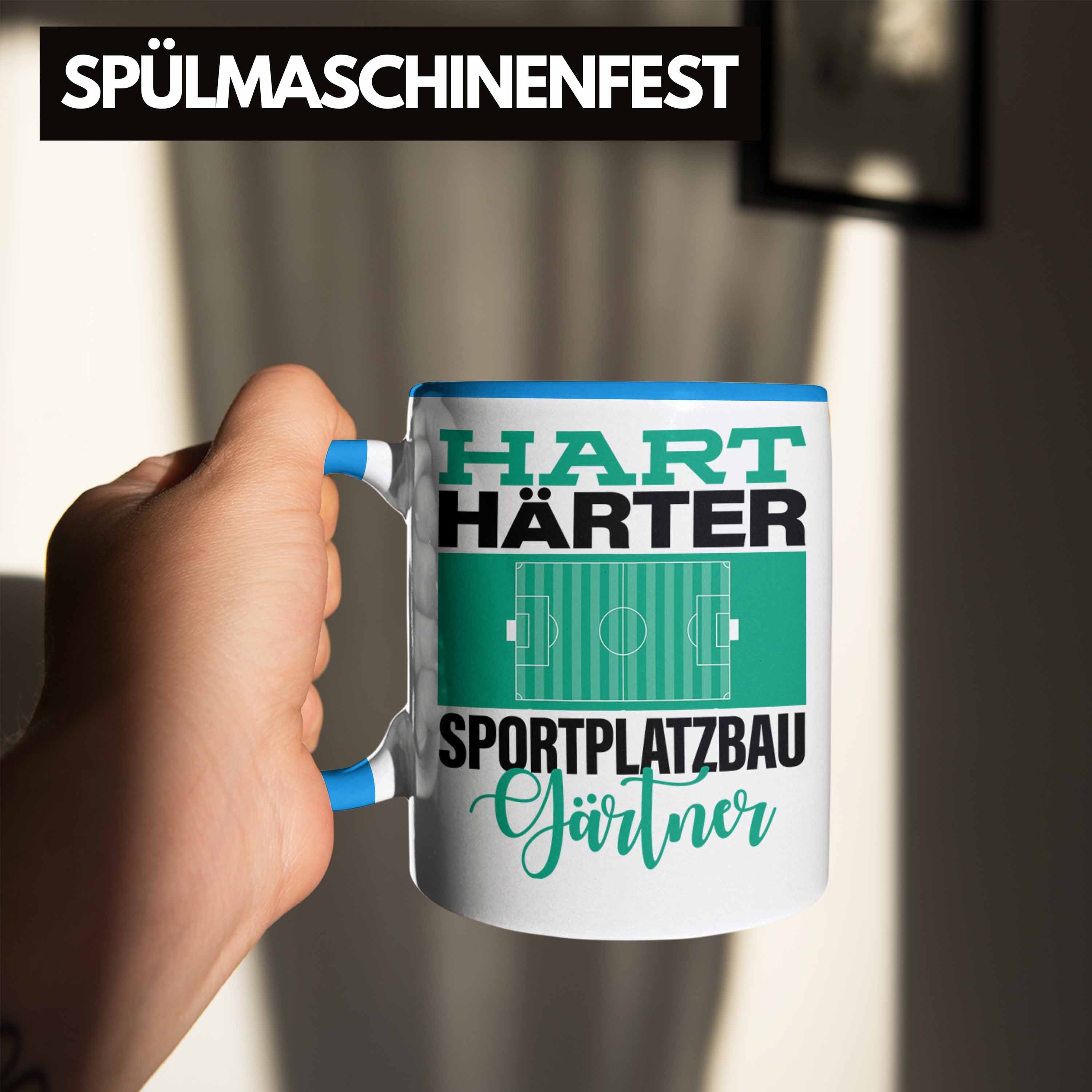 Sportp Geschenkidee Trendation Sportplatzbaugärtner Tasse Spruch für Blau Härter Tasse "Hart