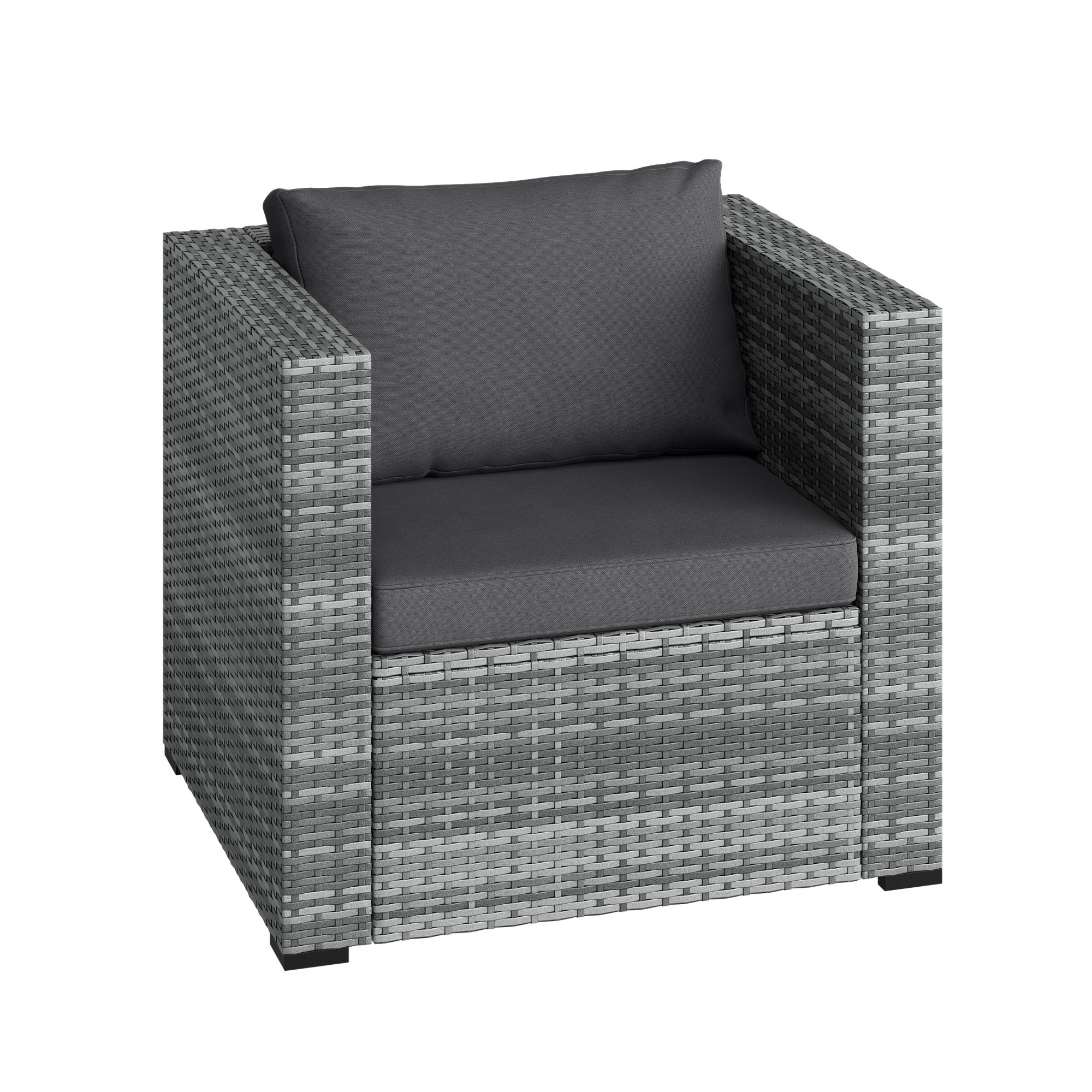 STEELSØN Sitzgruppe Veloria modulare Lounge-Sitzgarnitur für Garten, Terrasse & Balkon, (grau/anthrazit, Polyrattan/Metall), kombinierbar als Set, Gartensessel mit Kissen 65x76x65 cm