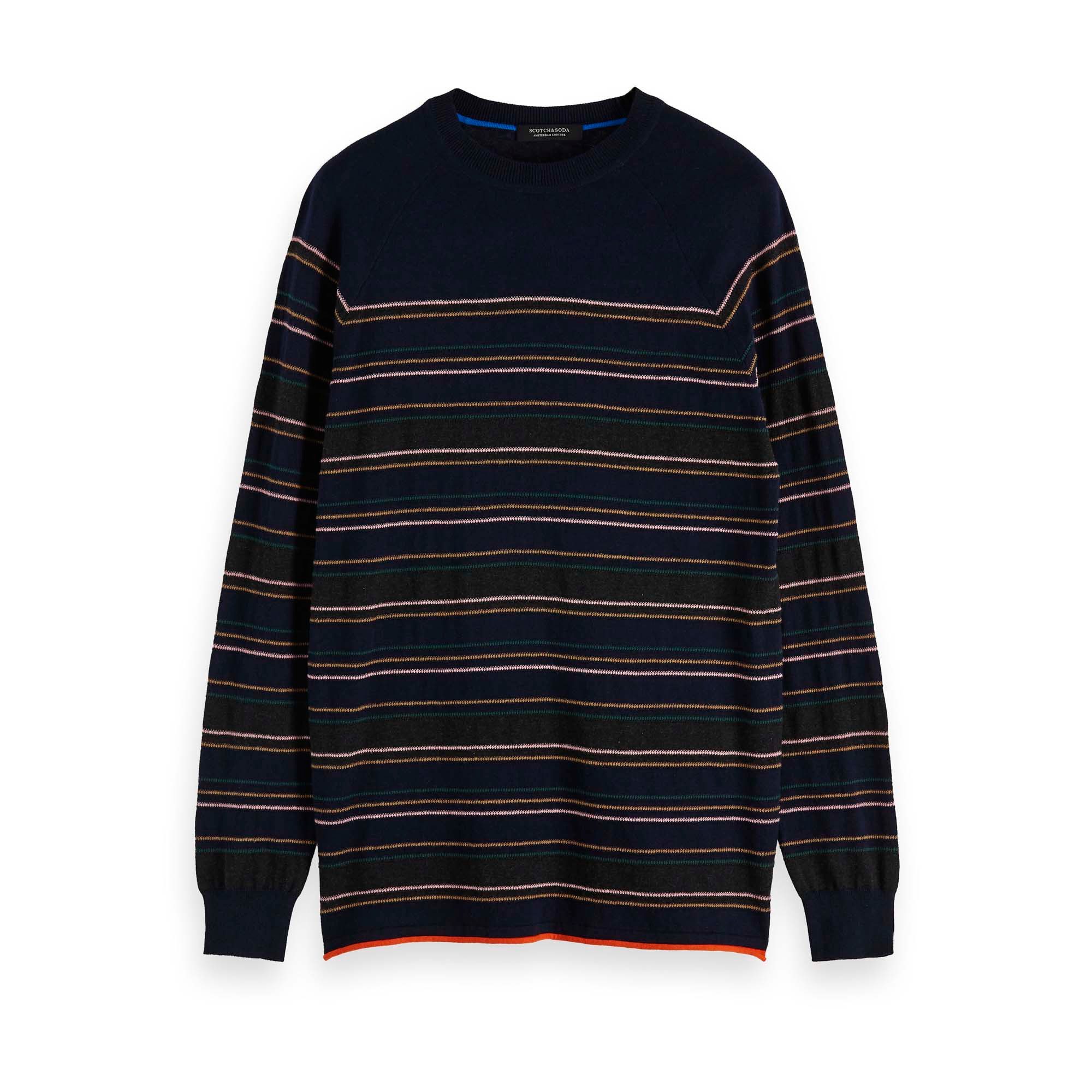 Fleecepullover Scotch & Soda Herren Pullover Crewneck Placement Stripes 152371