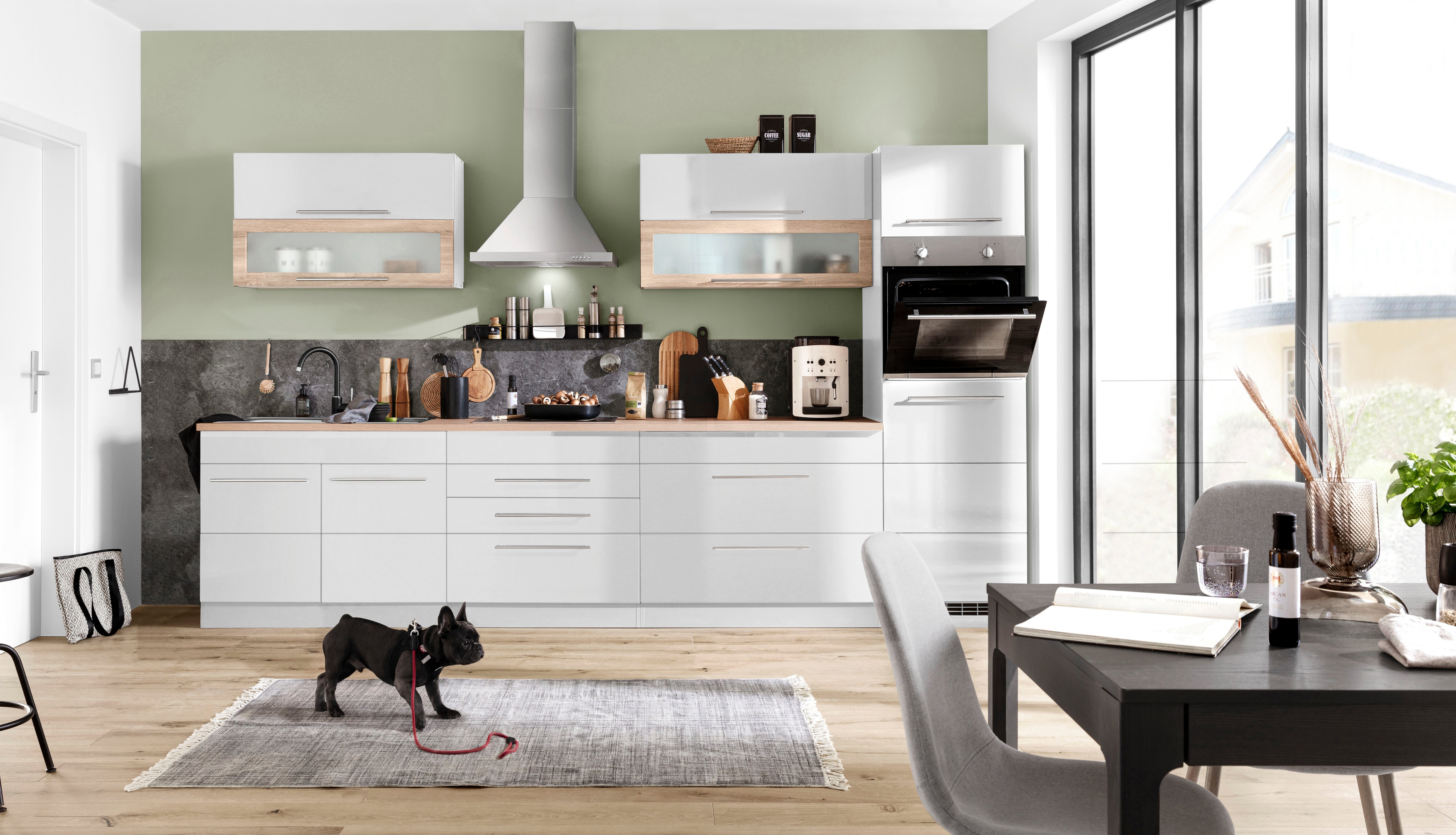 KOCHSTATION Küchenzeile KS-Wien, Breite 340 cm, wahlweise mit E-Geräten und Induktion