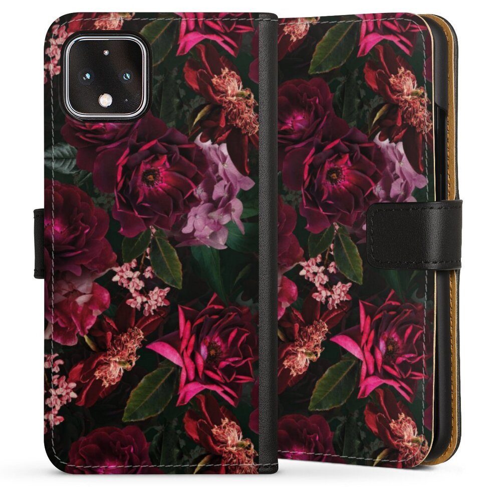DeinDesign Handyhülle Rose Blumen Blüte Dark Red and Pink Flowers, Google Pixel 4 Hülle Handy Flip Case Wallet Cover Handytasche Leder