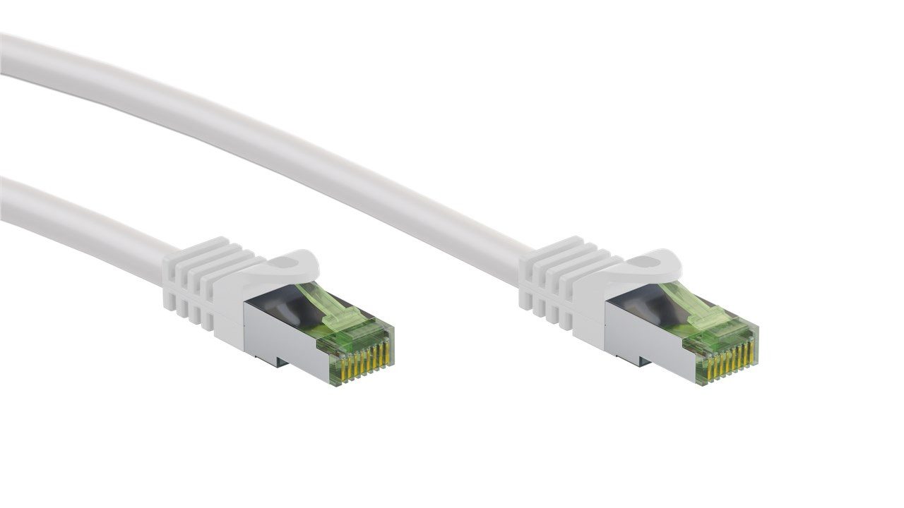 Goobay Goobay 61108 RJ45-Patchkabel mit CAT 8.1-S/FTP-Rohkabel, weiß, 7.5 m - Netzwerkkabel