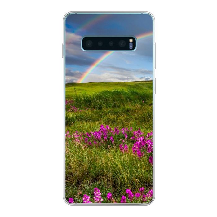 MuchoWow Handyhülle Regenbogen - Blumen - Heidekraut Phone Case Handyhülle Samsung Galaxy S10+ Silikon Schutzhülle