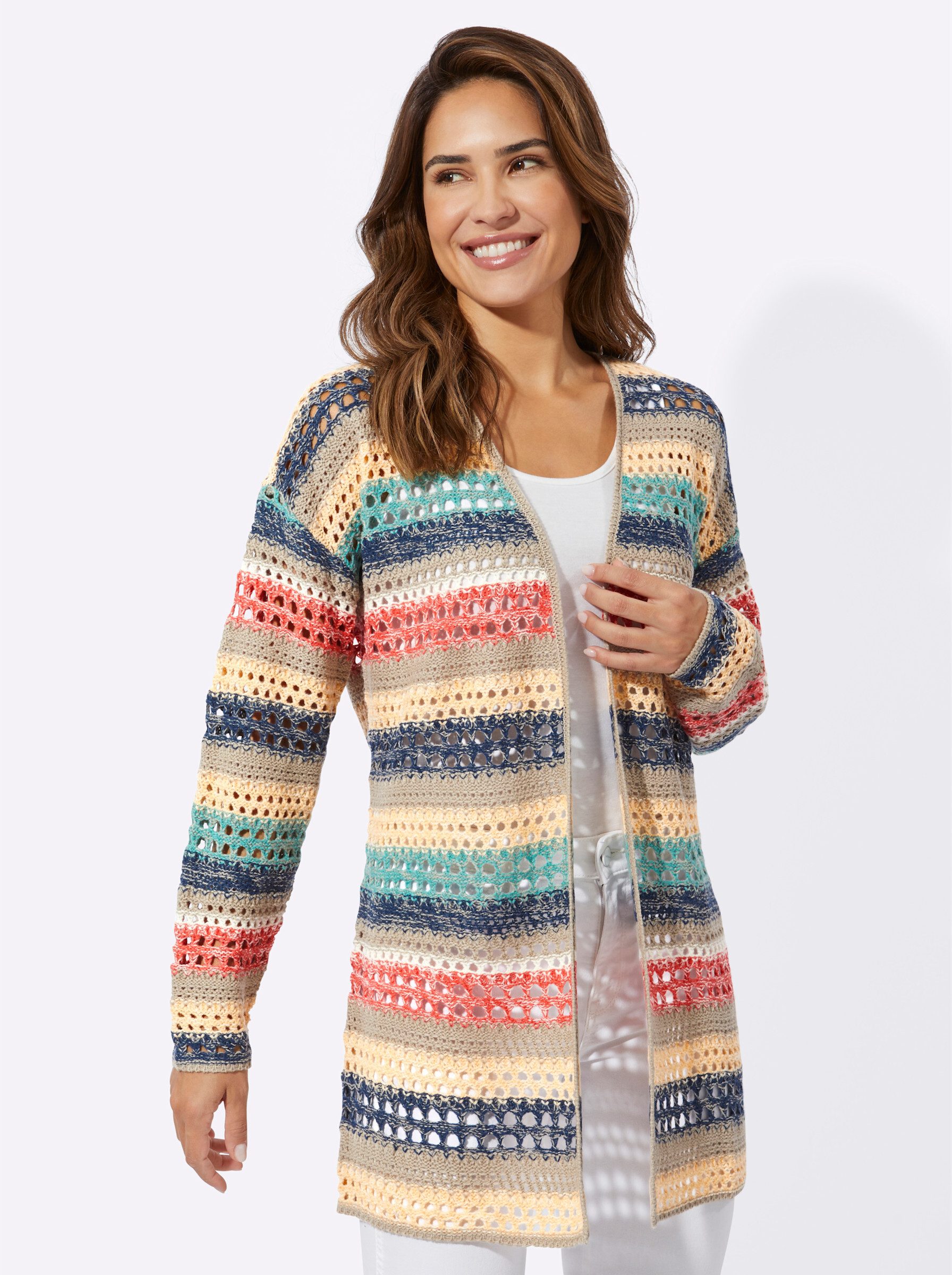 Sieh an! Strickjacke Ajour-Strickjacke Langarm Ajour günstig online kaufen