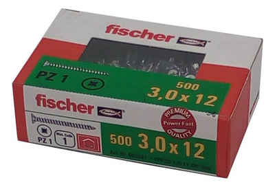 Fischer Befestigungstechnik Schraube »fischer Power Fast Spanplattenschrauben Holzschrauben verzinkt Vollgewinde PZ«, (500 St)