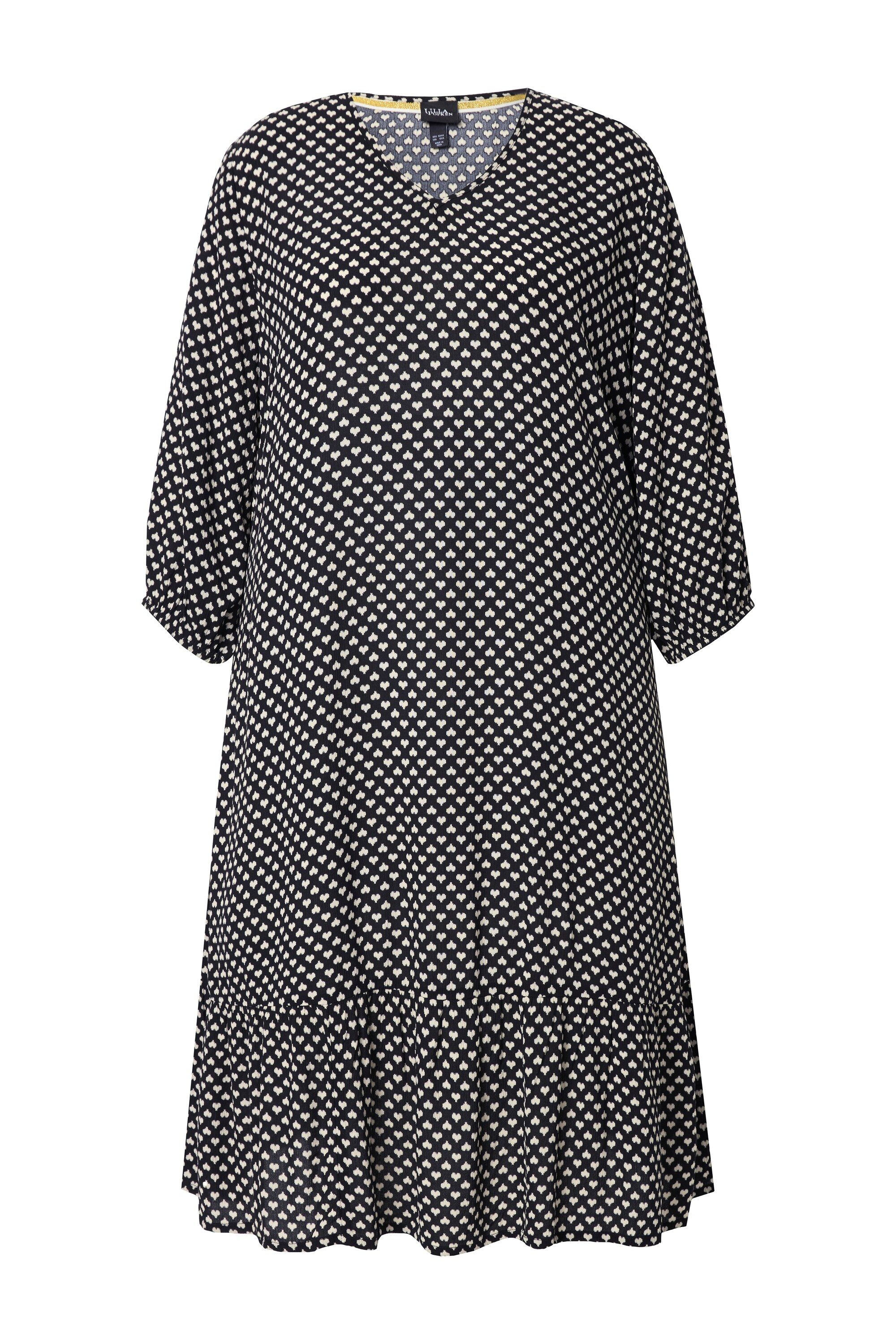 Ulla Popken Midikleid Midikleid Herzen A-Linie V-Ausschnitt 3/4 Arm günstig online kaufen