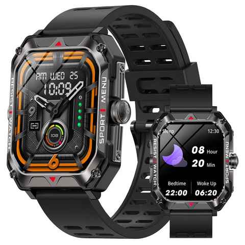 VSIUO Smartwatch Damen und Herren, Fitness Tracker Uhr Mit Sprachanruf Smartwatch (2,02 Zoll), IP68 Wasserdicht Sportuhr Outdoor Fitness Tracker, Schlafmonito