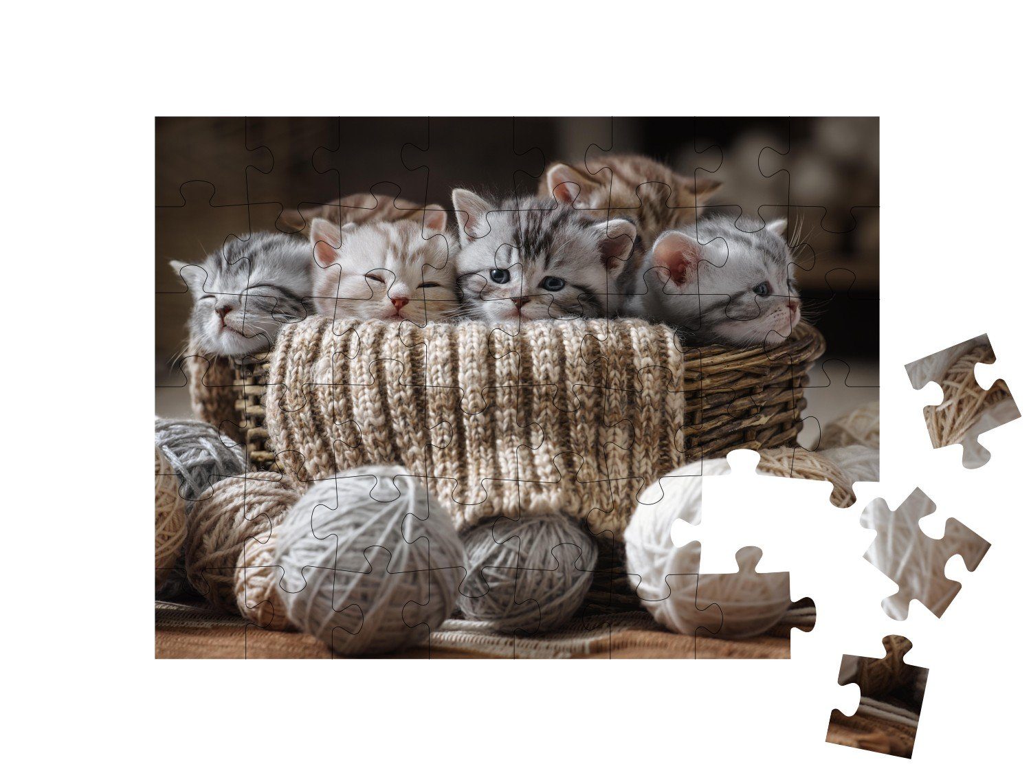 gestreiften 48 Kätzchen, Puzzle kleinen puzzleYOU puzzleYOU-Kollektionen Puzzleteile, von Katzen-Puzzles Gruppe