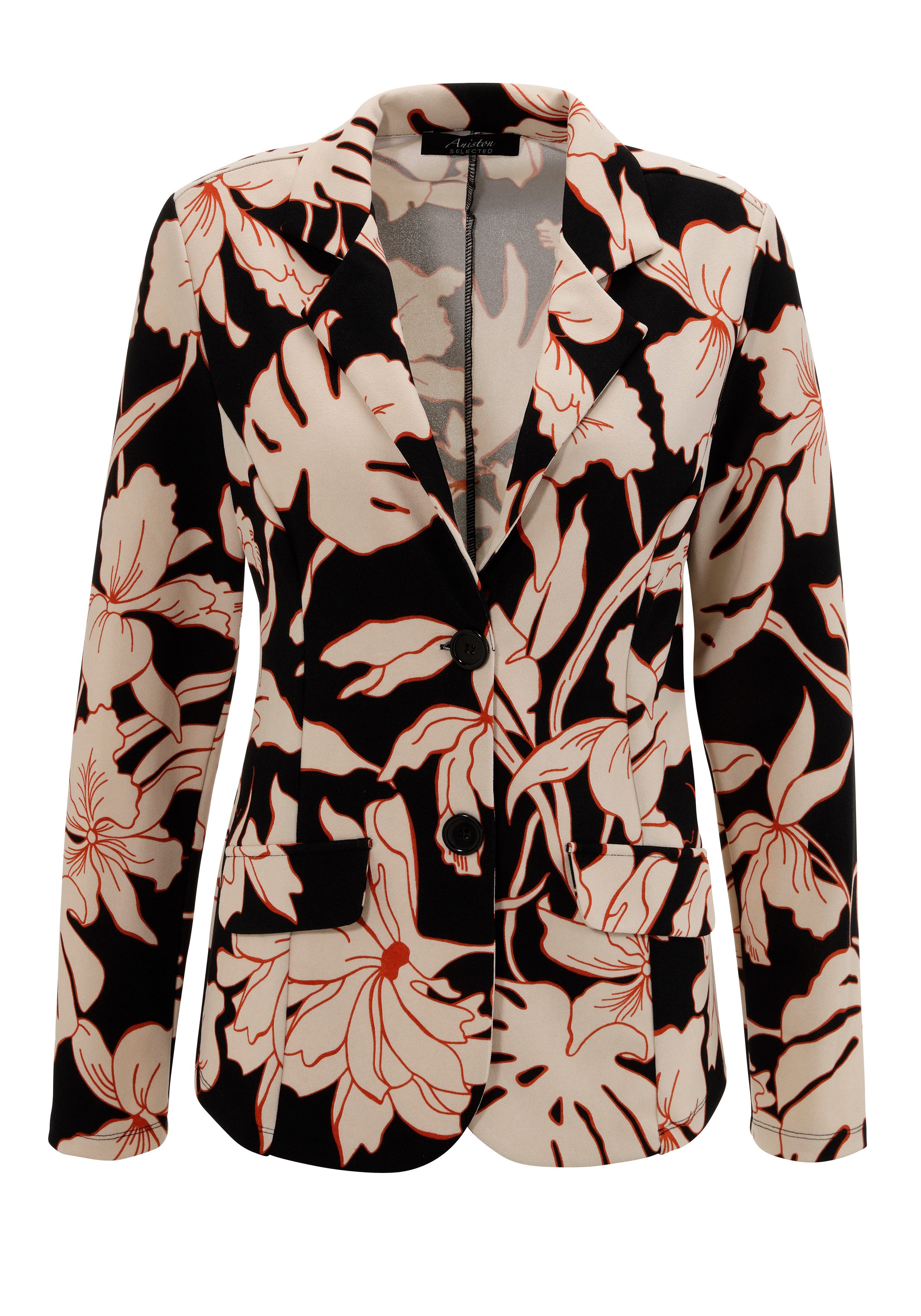 Aniston SELECTED Jerseyblazer mit großflächigem und abstraktem Blumenmuster