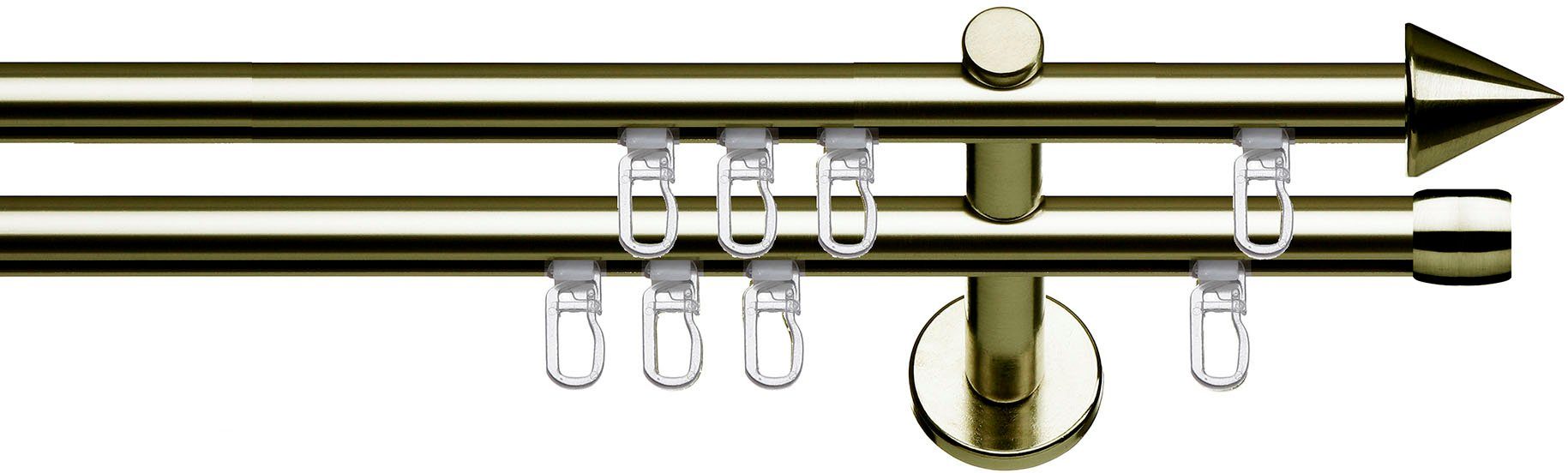 Gardinenstange Palma, indeko, Ø 16 mm, 2-läufig, Fixmaß, verschraubt,  Aluminium, Innenlauf Komplett-Set inkl. Gleitern und Montagematerial